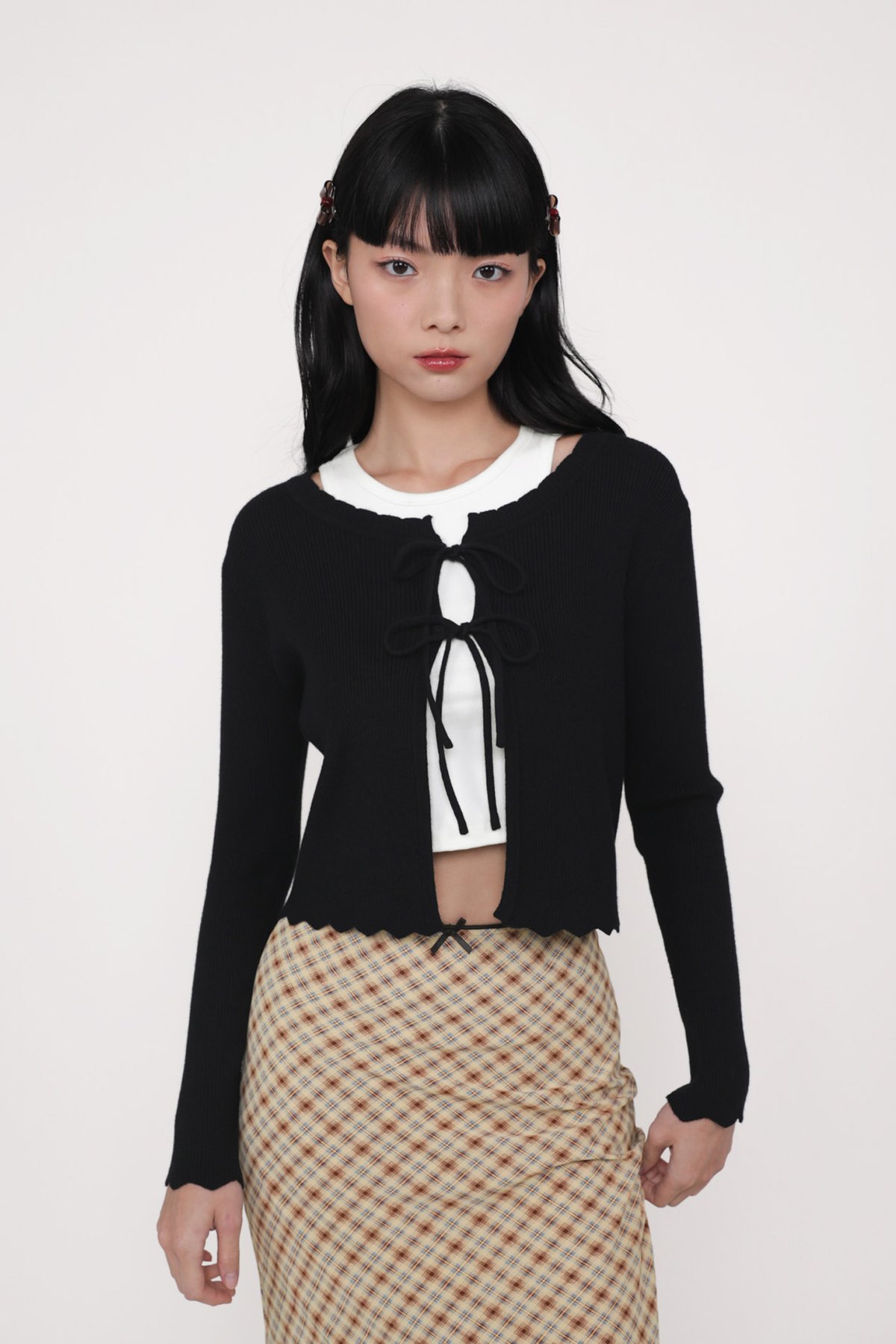 Bernadette Tie Front Cardigan (Black)