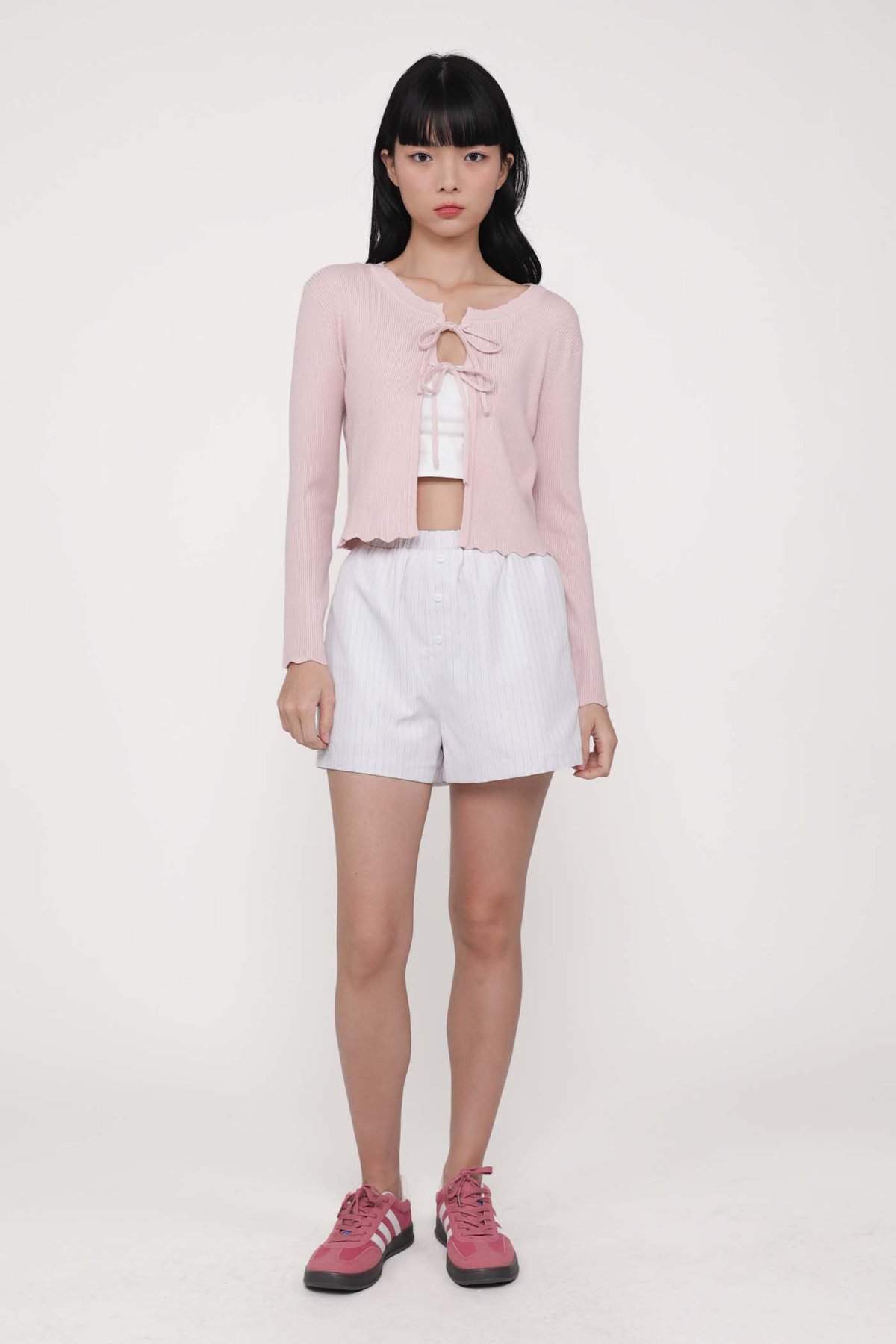 Bernadette Tie Front Cardigan (Bubblegum Pink)