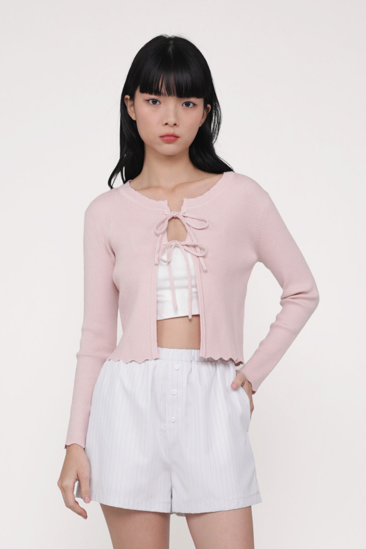 Bernadette Tie Front Cardigan (Bubblegum Pink)