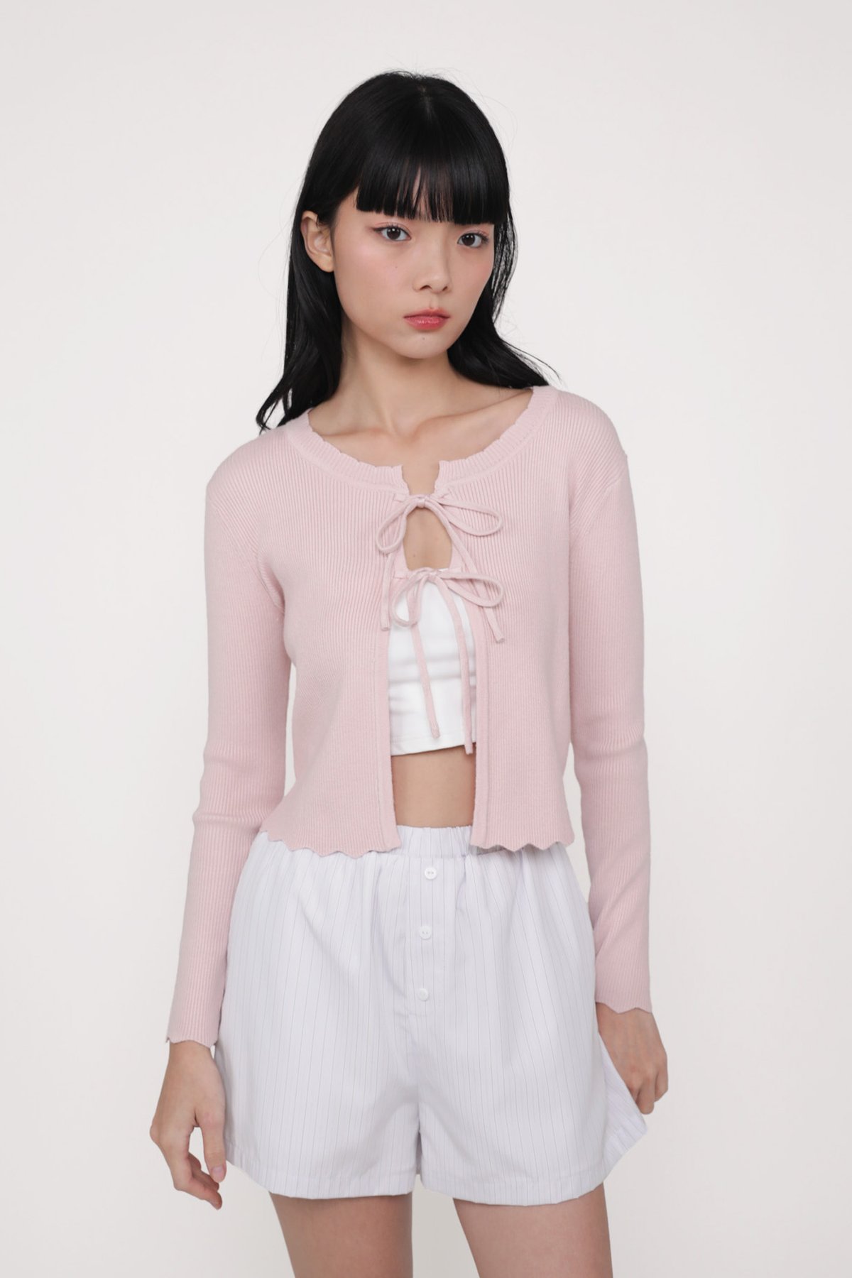 Bernadette Tie Front Cardigan (Bubblegum Pink)