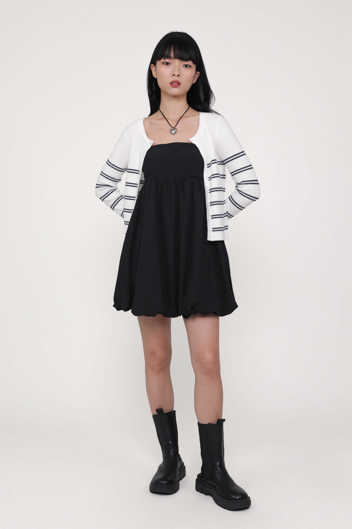 Carina Cloud Padded Dress (Black)