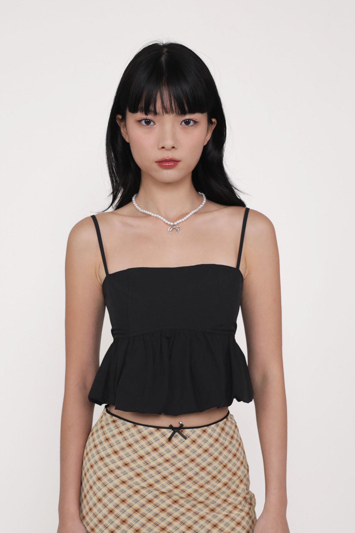 Claudia Bubble Babydoll Top (Black)