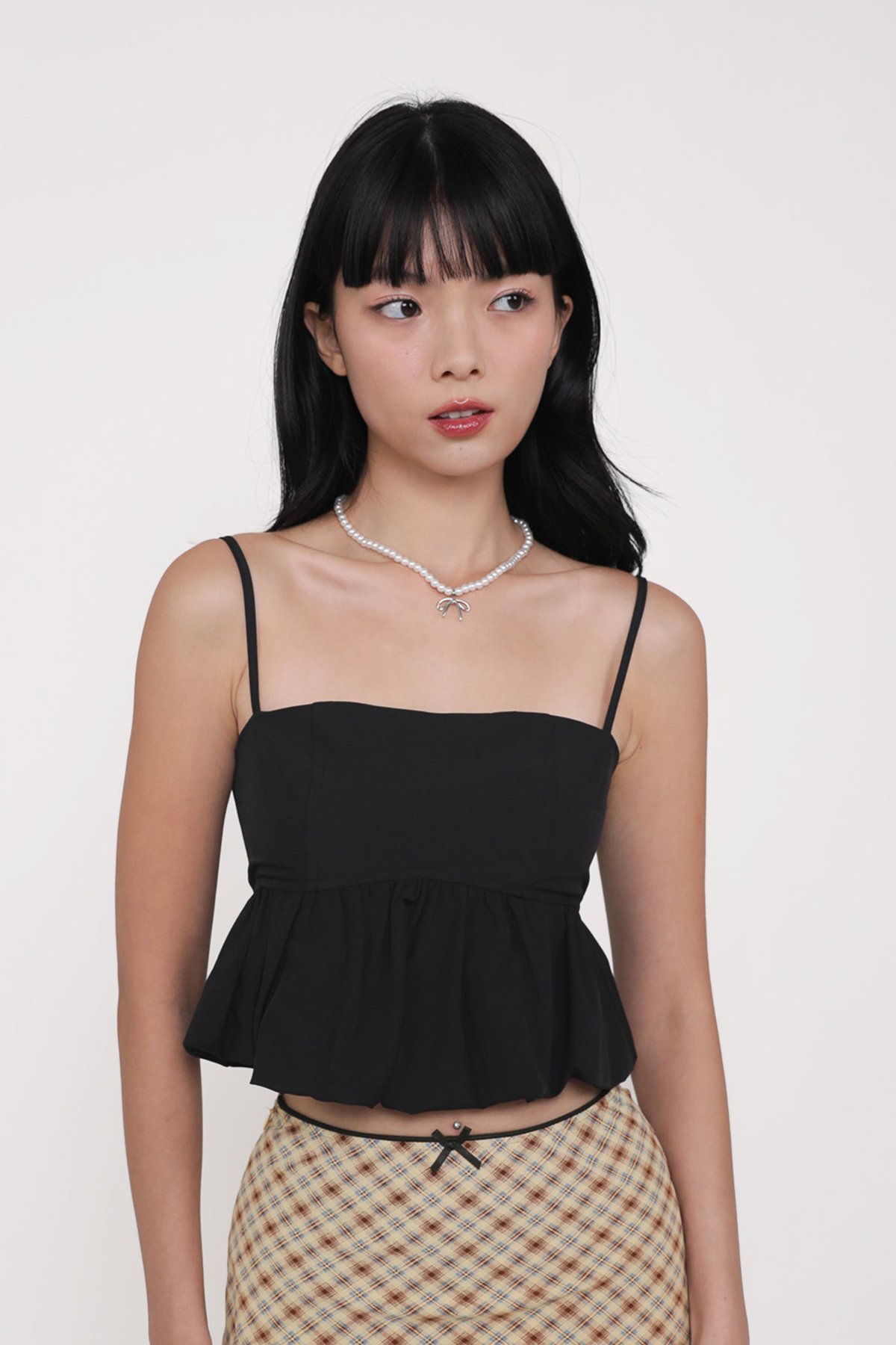 Claudia Bubble Babydoll Top (Black)