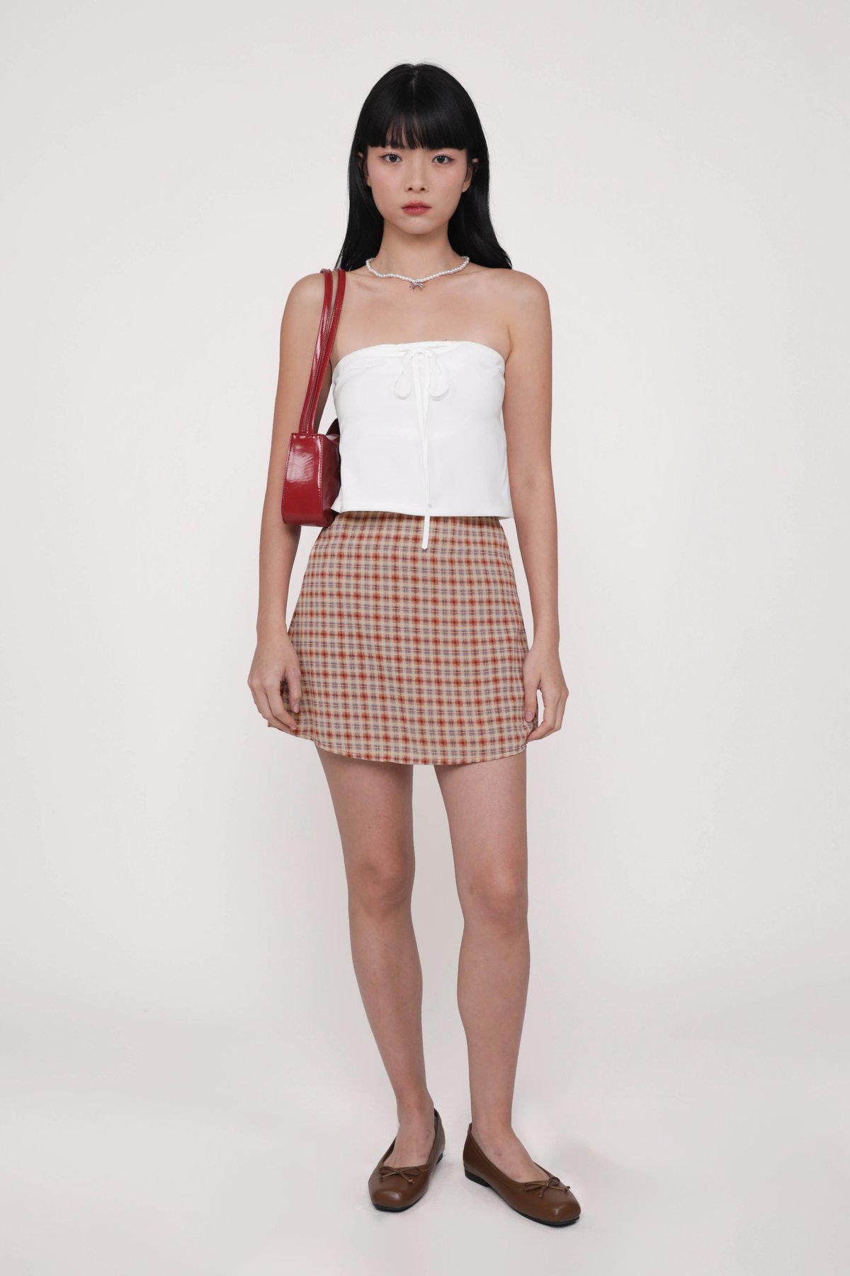 Kera Crochet Trim Skorts (Red Plaid)