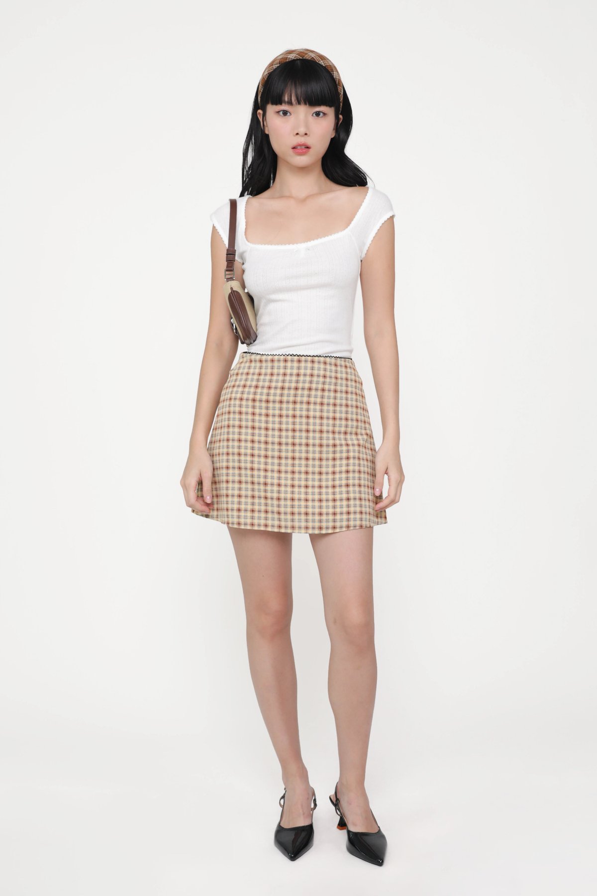 Kera Crochet Trim Skorts (Yellow Plaid)