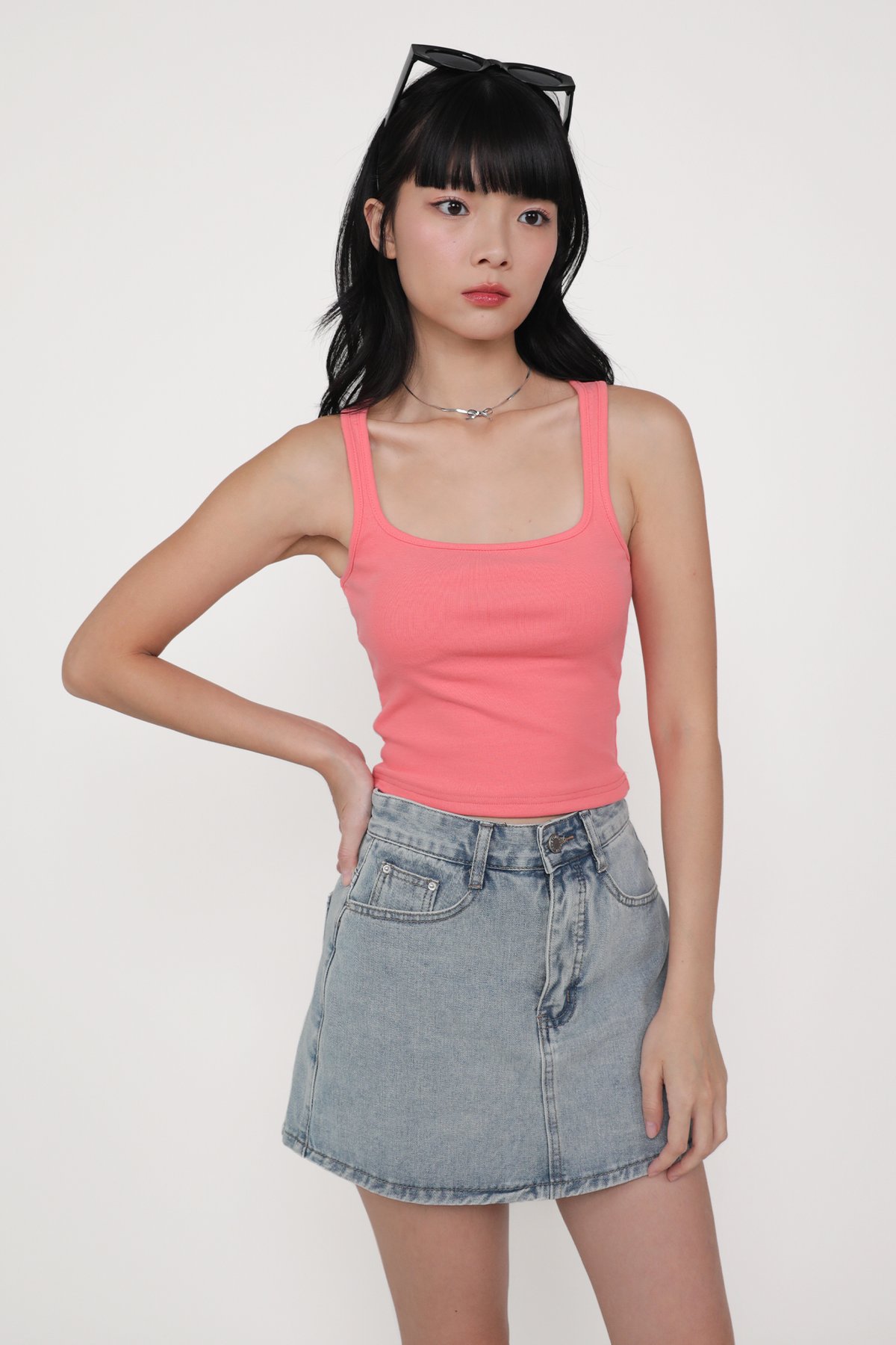 Lexy Scoop Neck Padded Top (Pink)