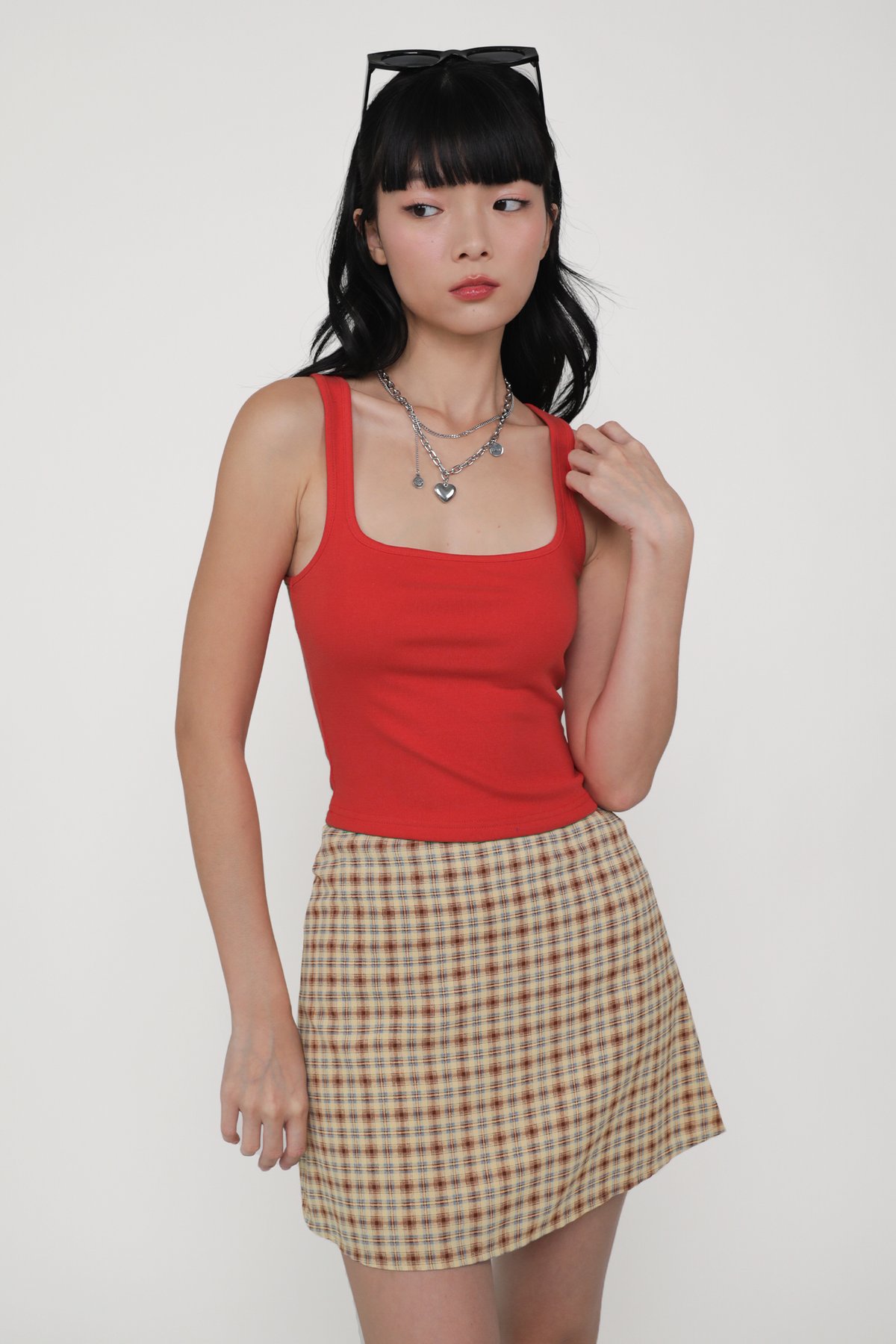 Lexy Scoop Neck Padded Top (Red)