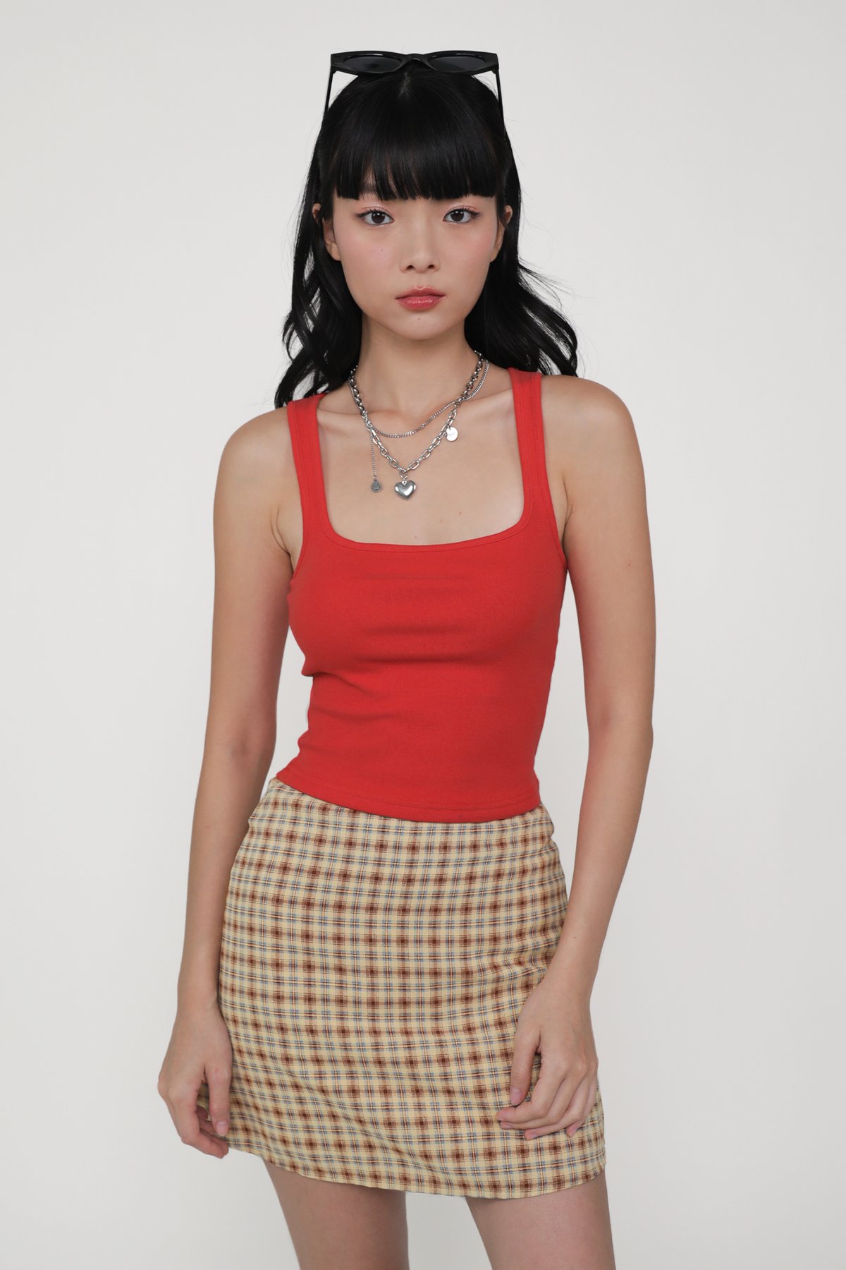 Lexy Scoop Neck Padded Top (Red)