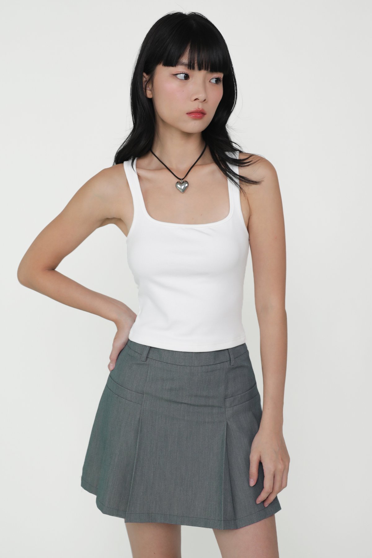 Lexy Scoop Neck Padded Top (White)