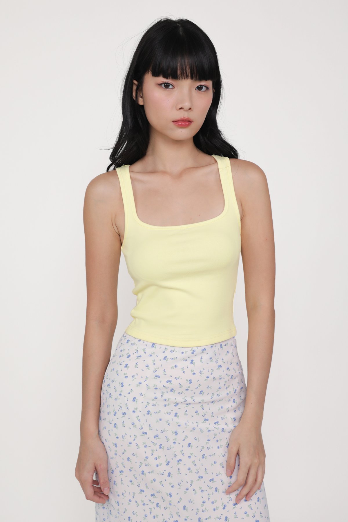 Lexy Scoop Neck Padded Top (Yellow)