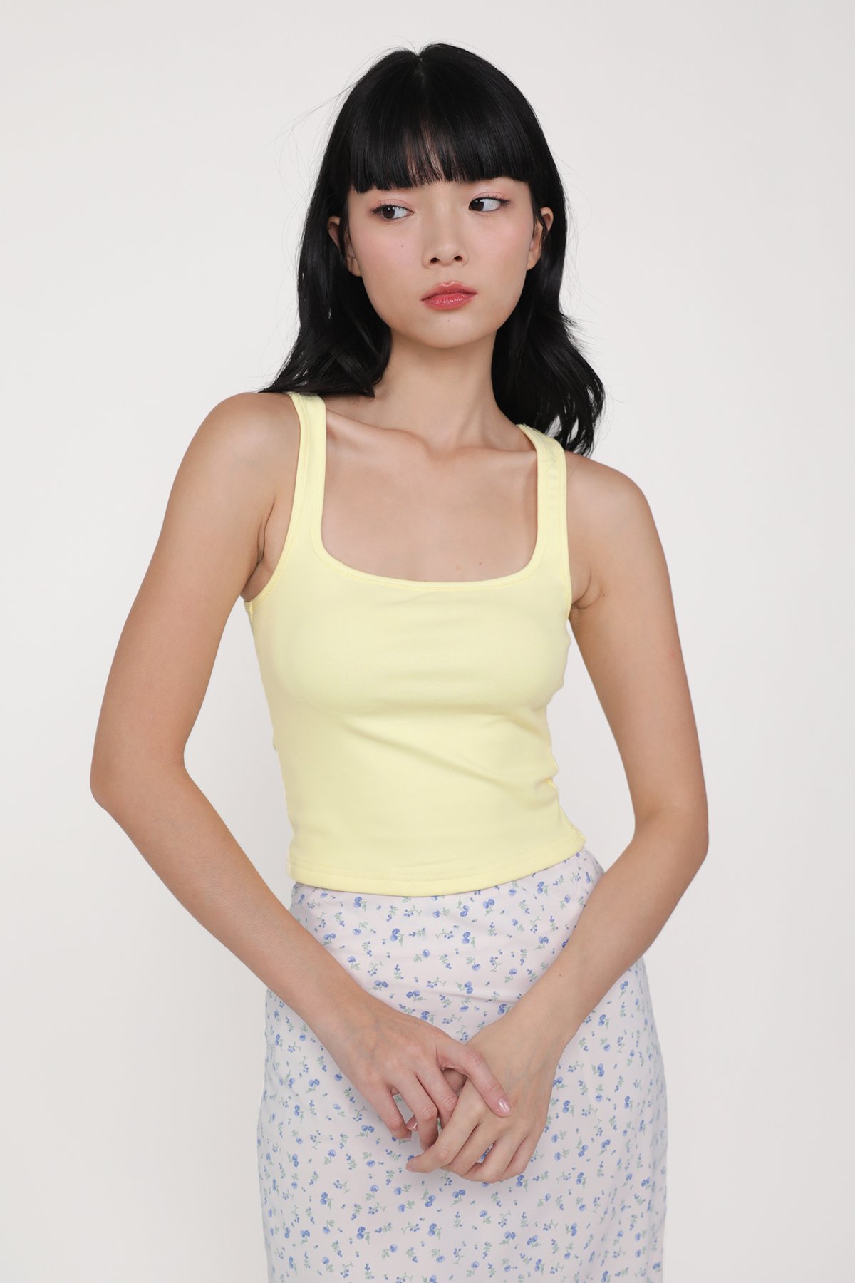 Lexy Scoop Neck Padded Top (Yellow)