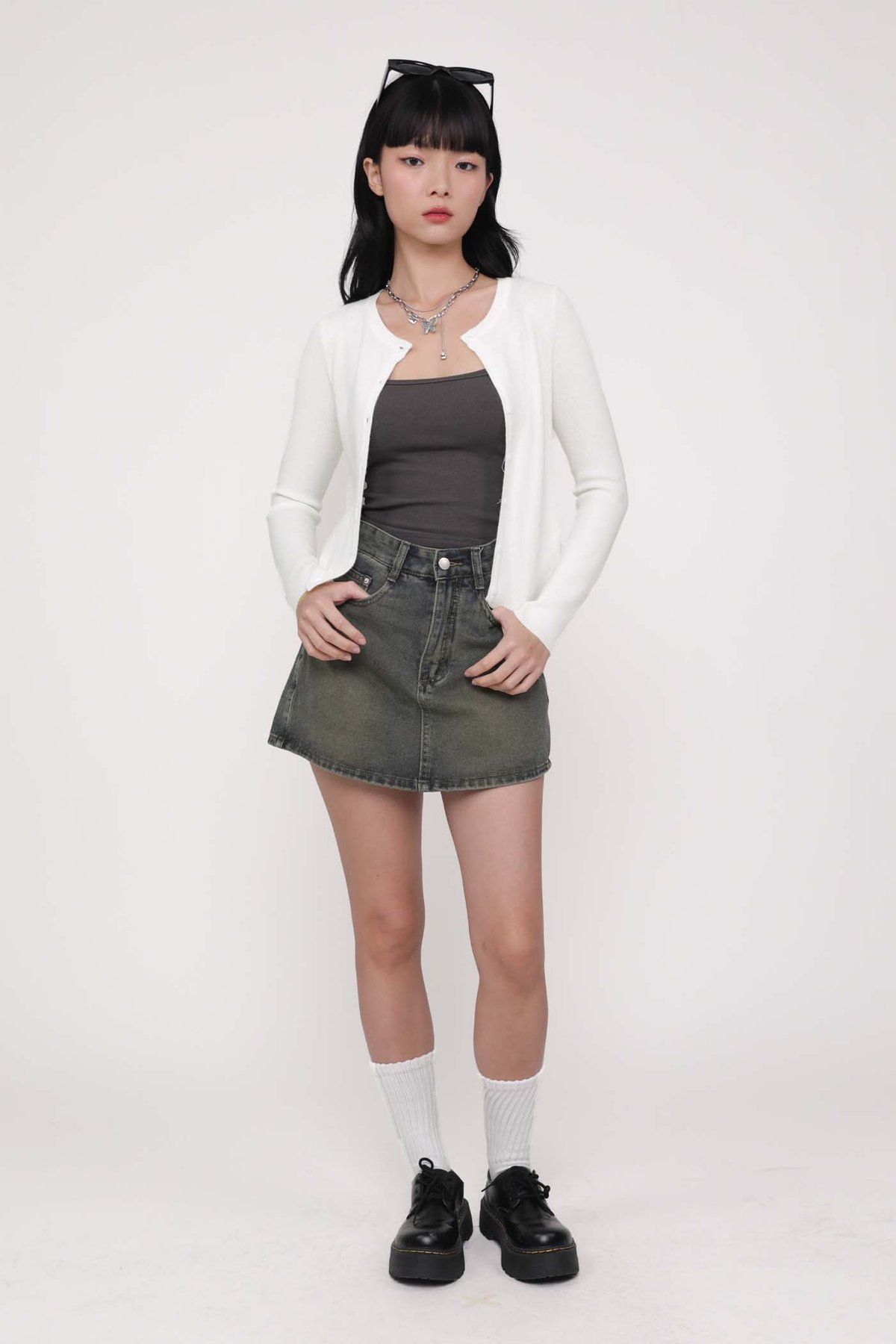 Malorie Basic Button Cardigan (Cream)