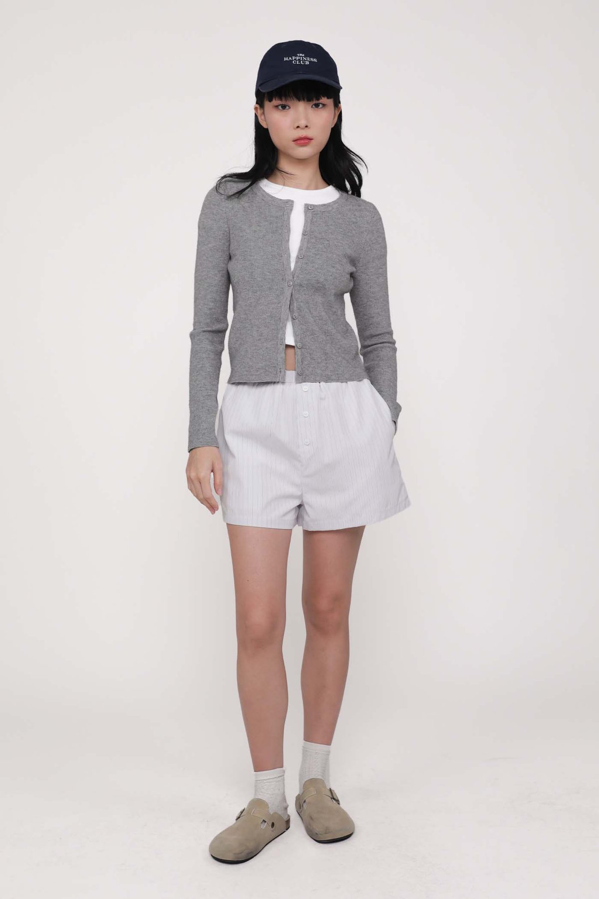 Malorie Basic Button Cardigan (Heather Grey)