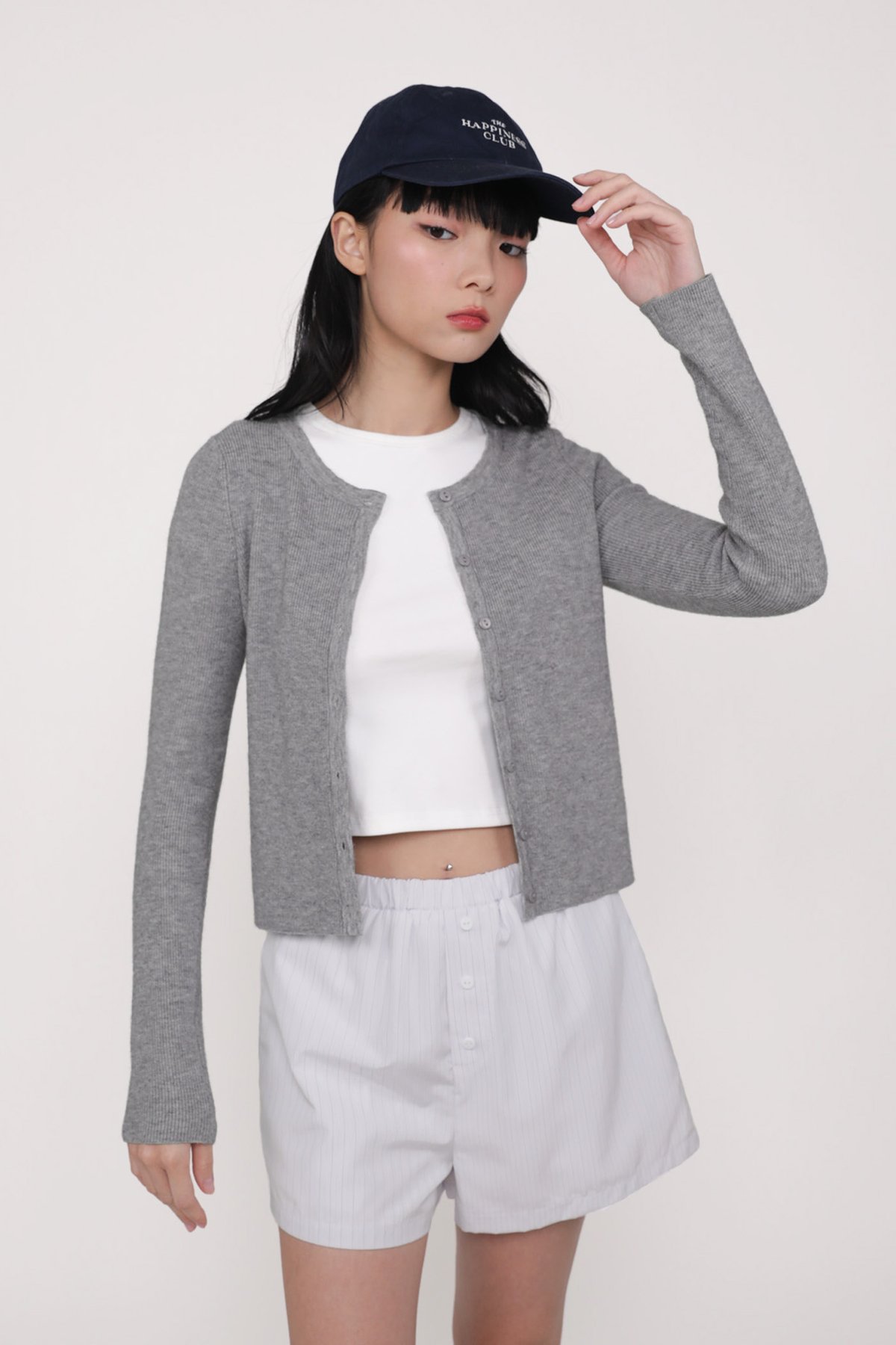 Malorie Basic Button Cardigan (Heather Grey)