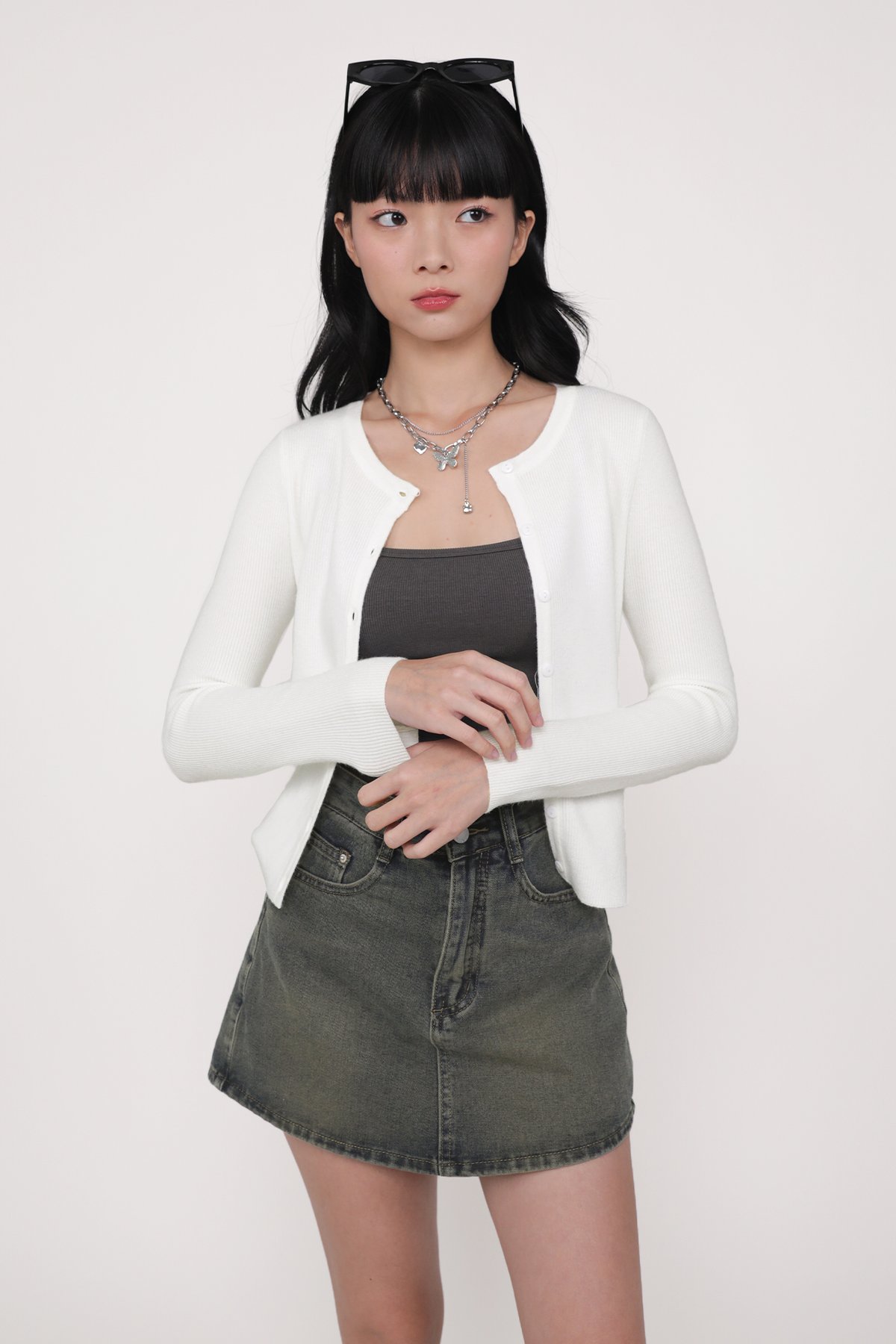 Malorie Basic Button Cardigan (Cream)