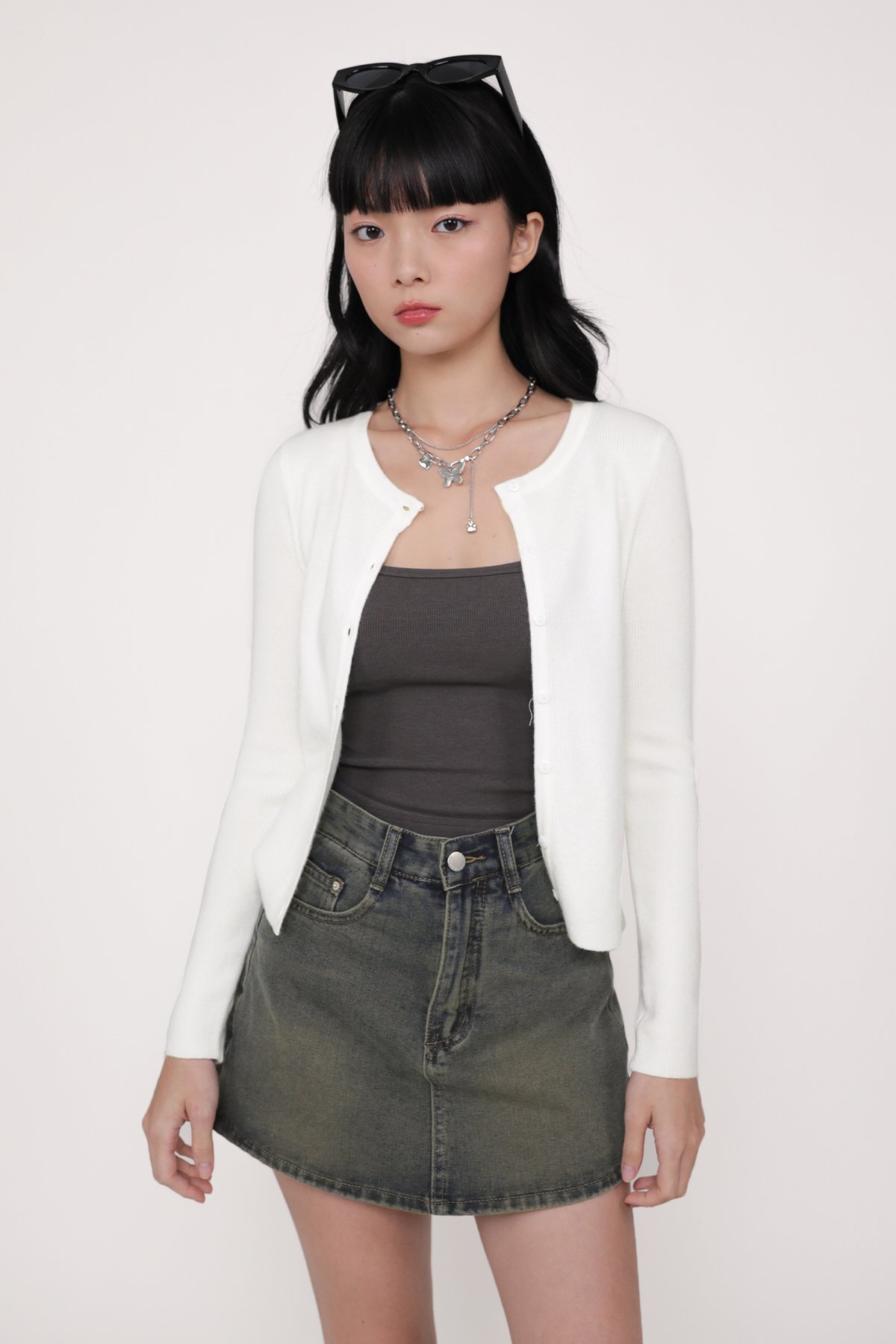 Malorie Basic Button Cardigan (Cream)