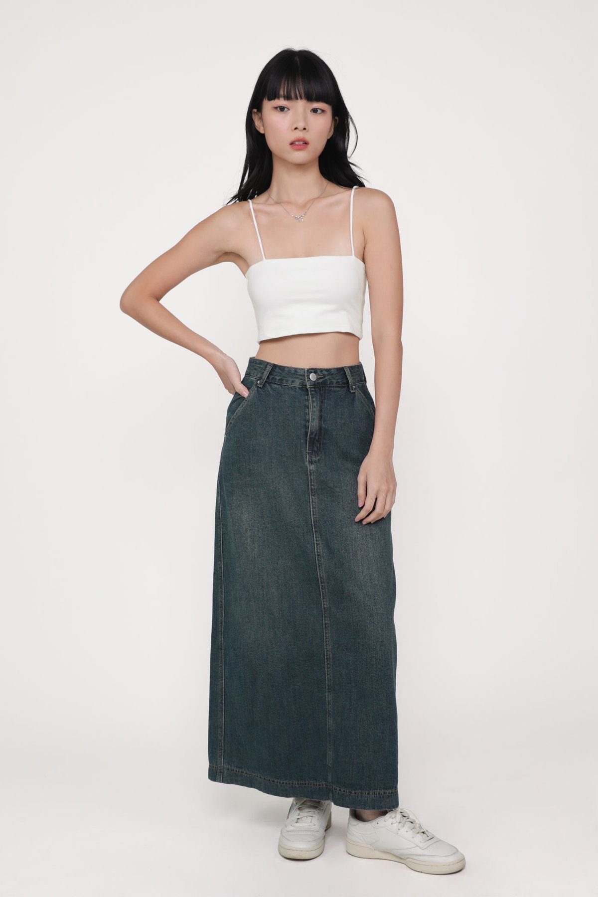 Regular Thea Denim Flare Skirt (Dark Wash)