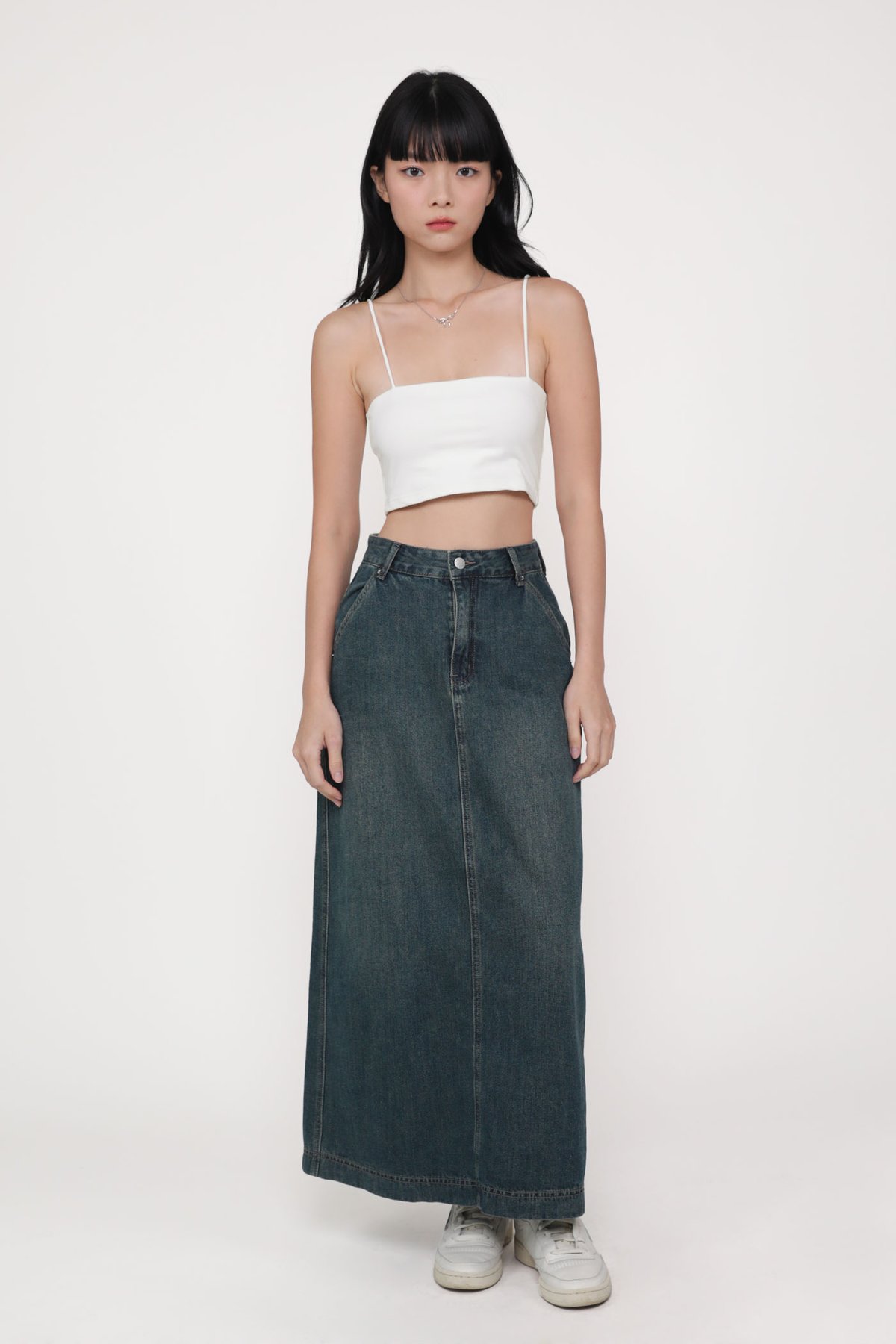 Thea Denim Flare Skirt (Dark Wash)