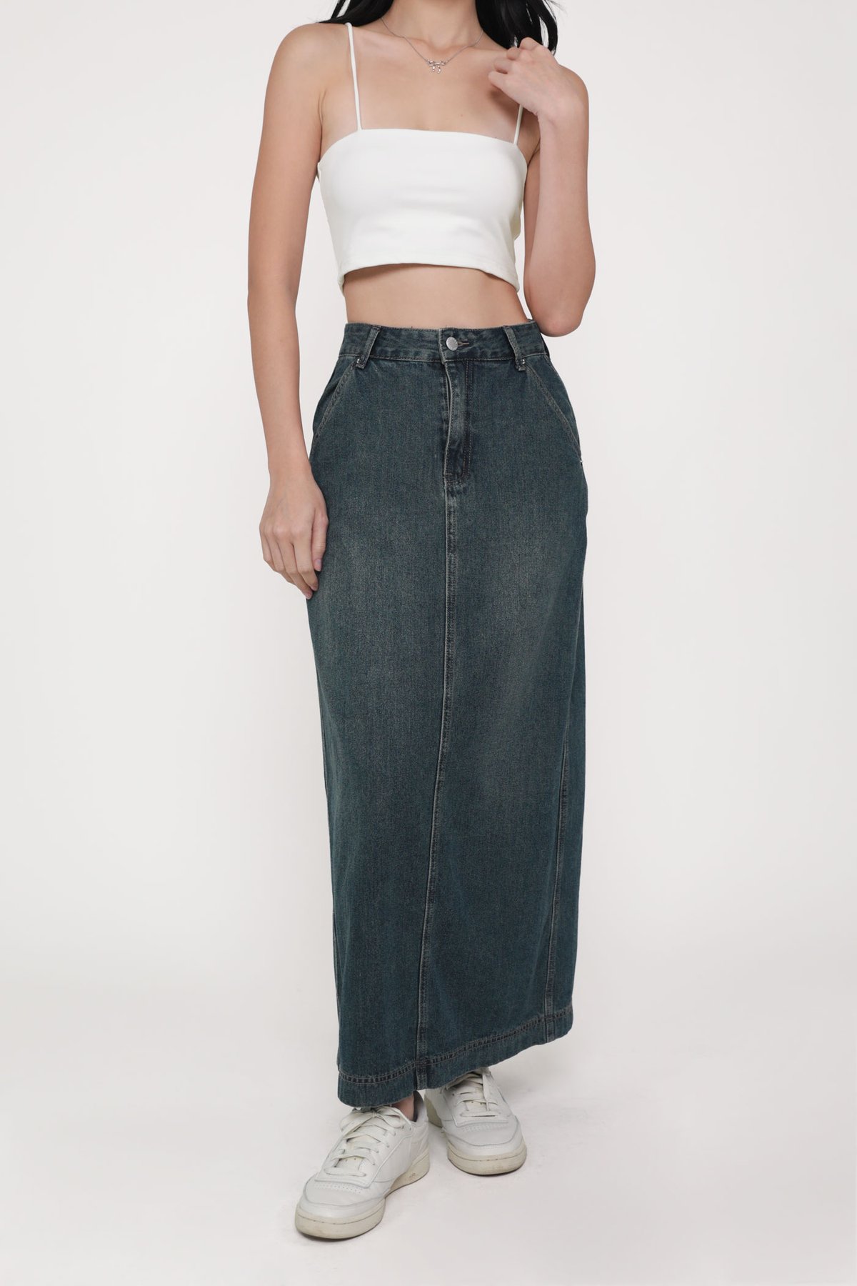 Thea Denim Flare Skirt (Dark Wash)