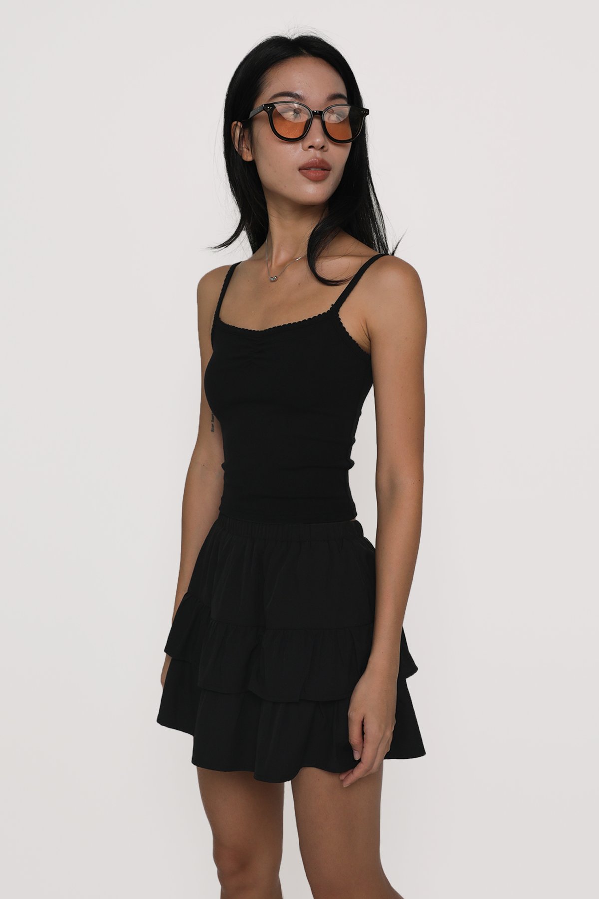 Angelina Tiered Skorts (Black)