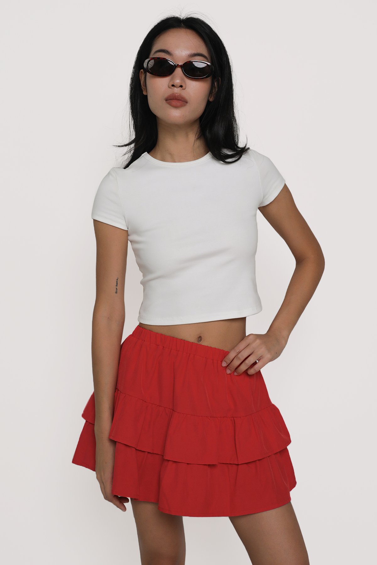 Angelina Tiered Skorts (Red)