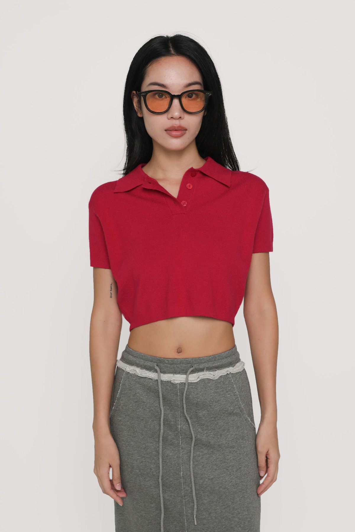 Archie Knit Polo Tee (Red)