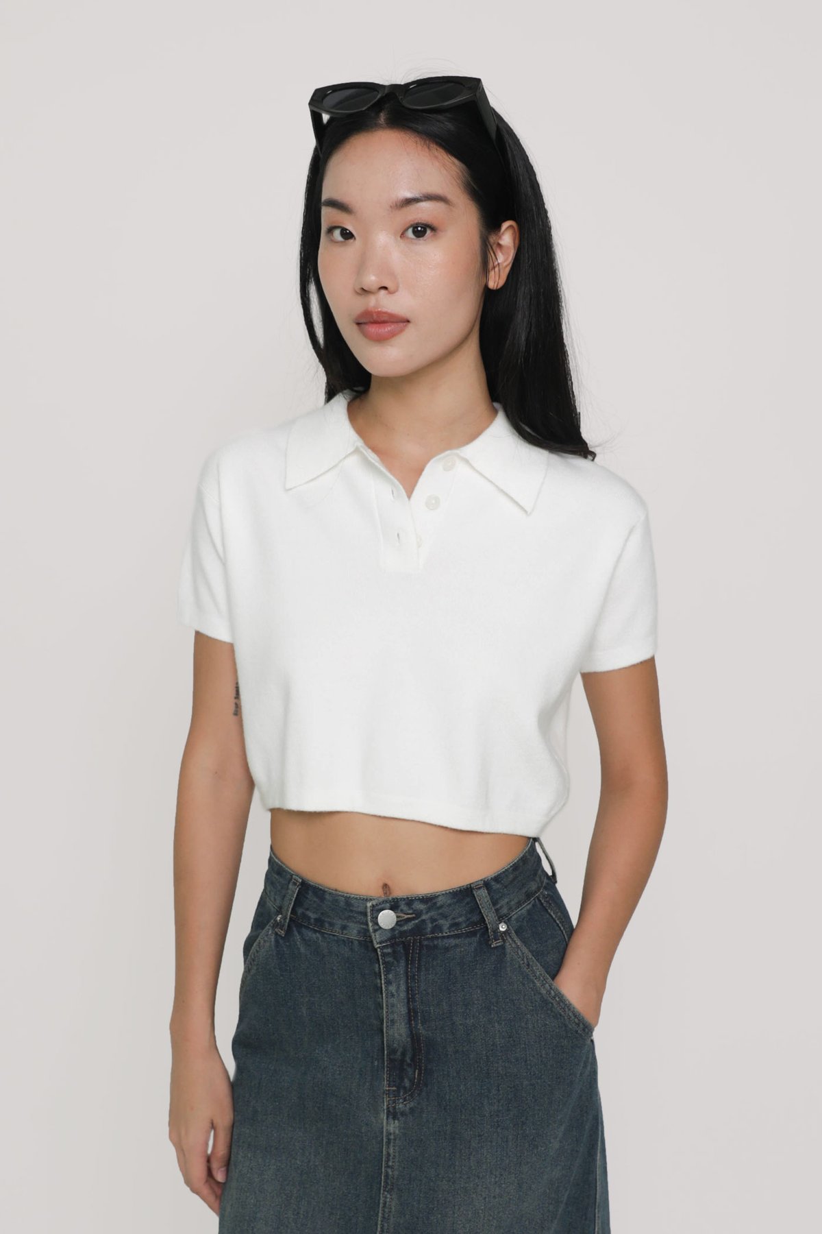 Archie Knit Polo Tee (White)