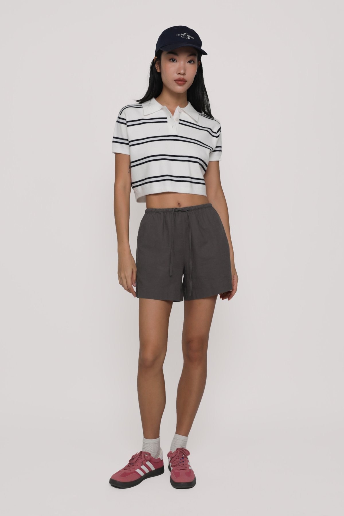 Archie Knit Polo Tee (White Stripes)