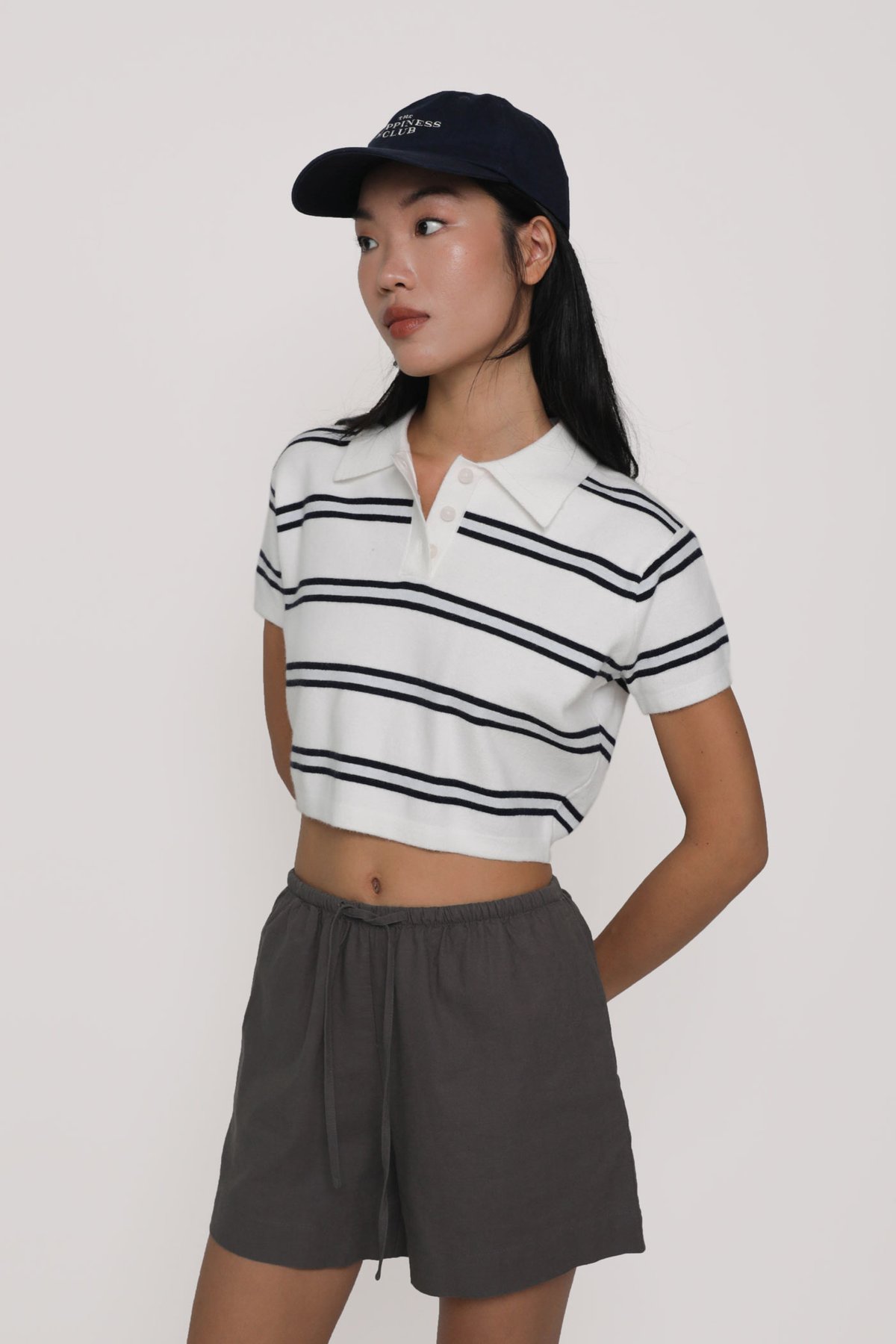 Archie Knit Polo Tee (White Stripes)