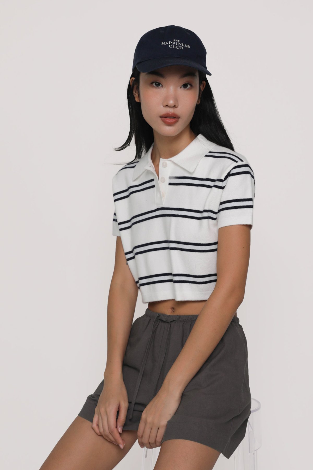 Archie Knit Polo Tee (White Stripes)