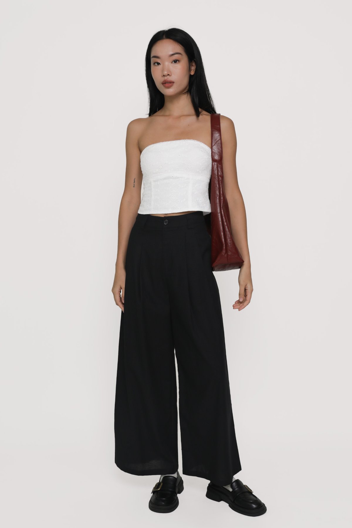 Regular Camila Wide Leg Linen Pants (Black)