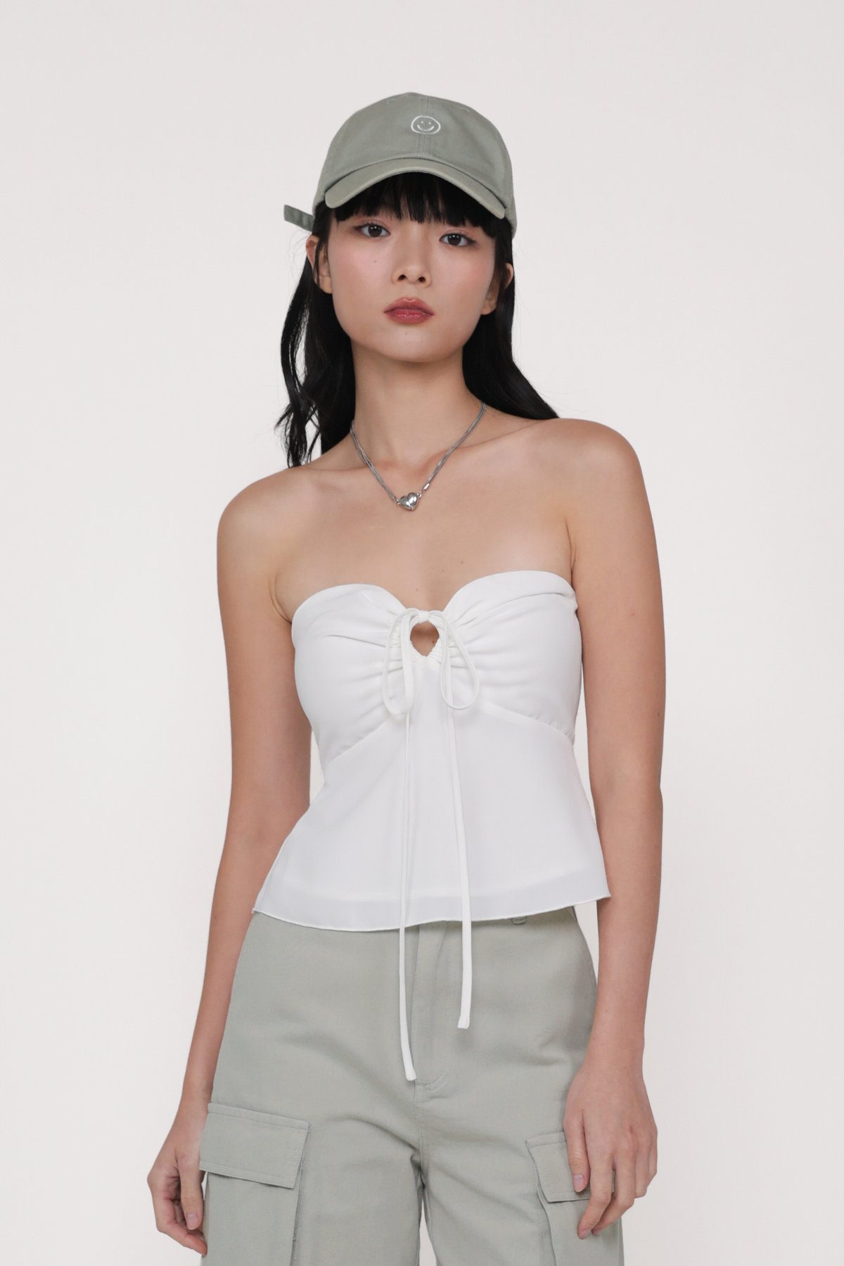 Dion Keyhole Halter Padded Top (White)