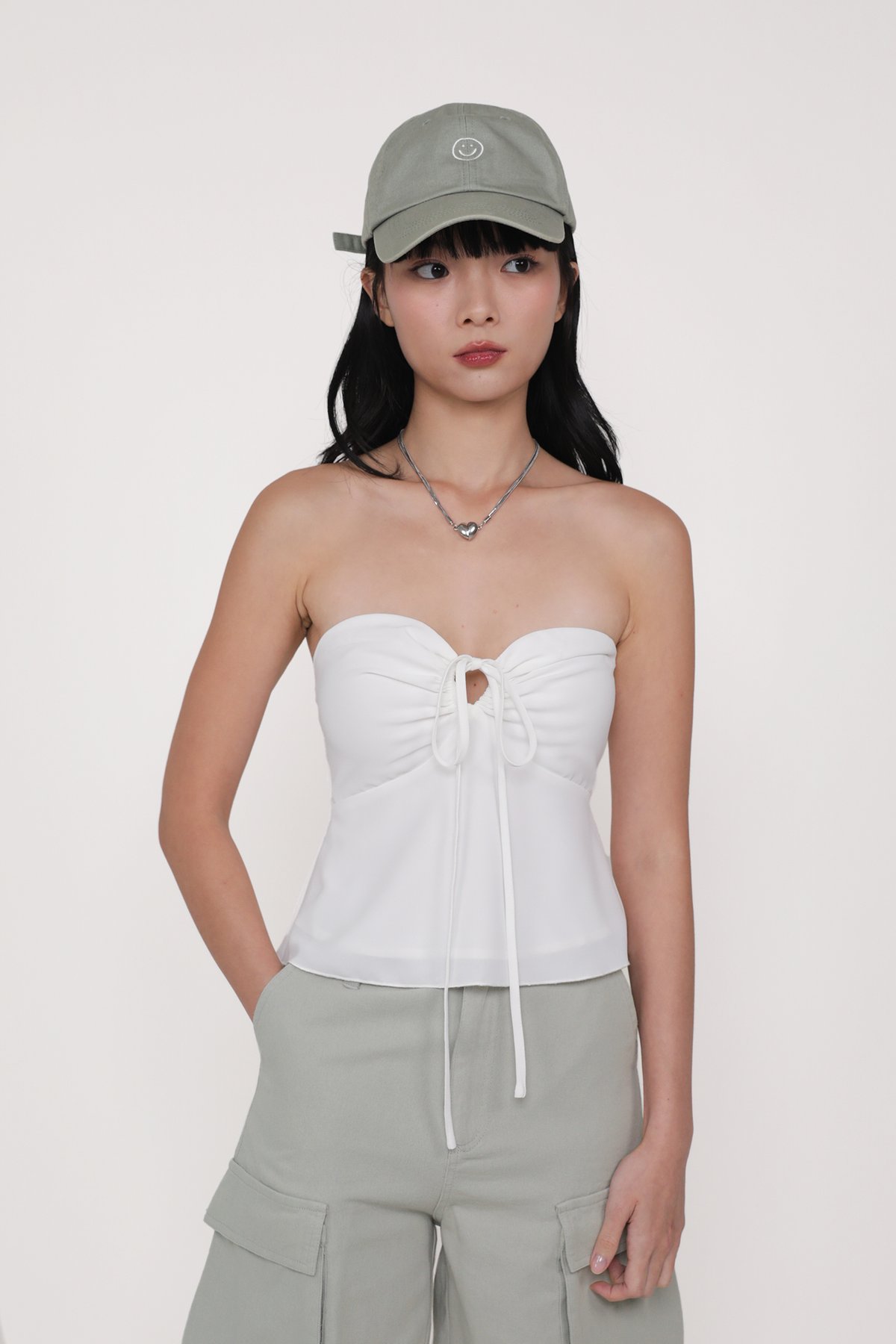 Dion Keyhole Halter Padded Top (White)