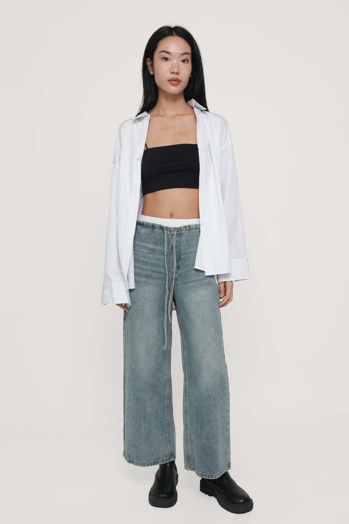 Douglas Drawstring Boxer Denim Jeans (Faded Vintage Wash)