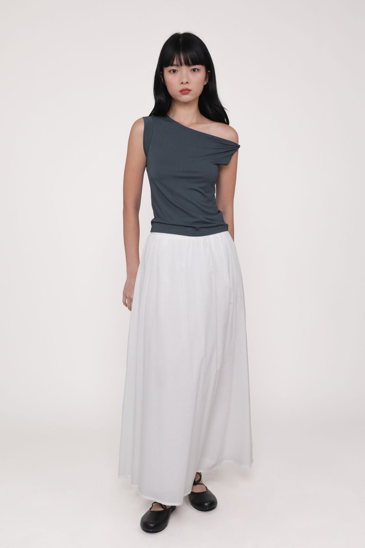 Jenkins Flare Maxi Skirt (White)