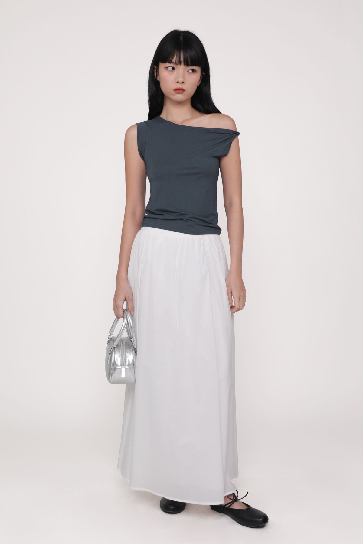 Jenkins Flare Maxi Skirt (White)