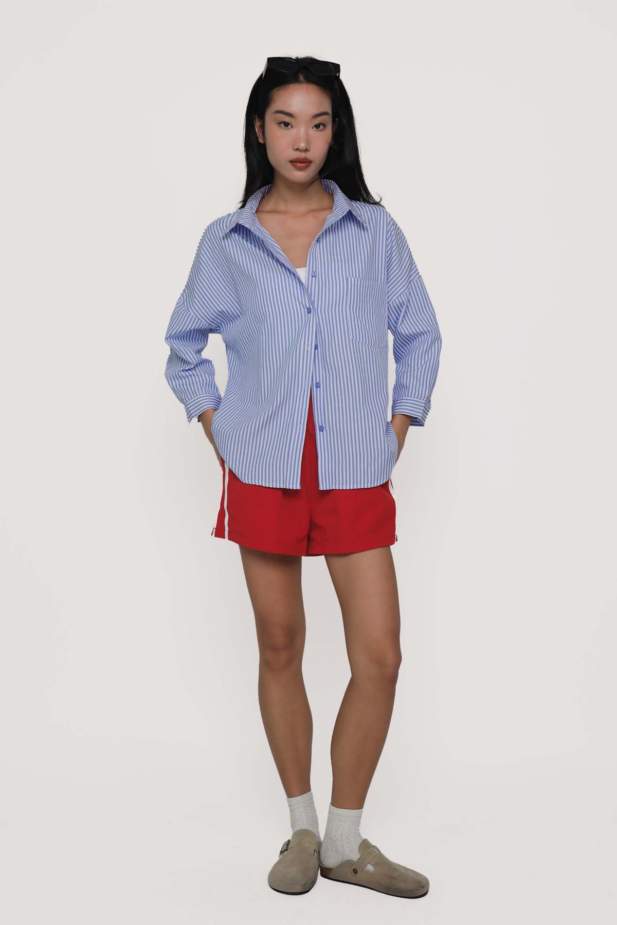 Keane Contrast Trim Shorts (Red)