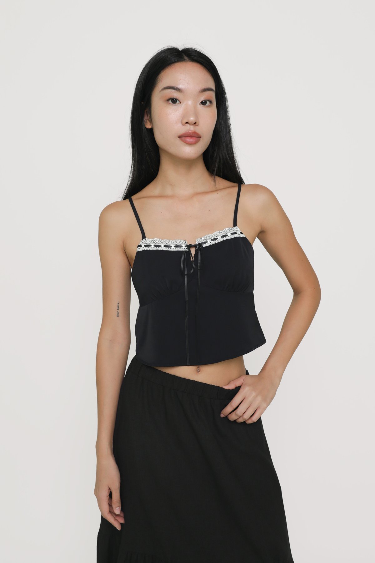 Levina Ribbon Lace Top (Black)