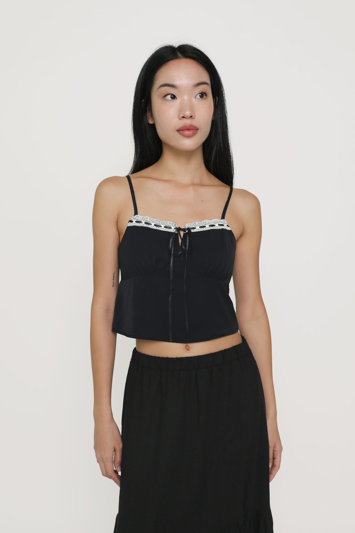 Levina Ribbon Lace Top (Black)