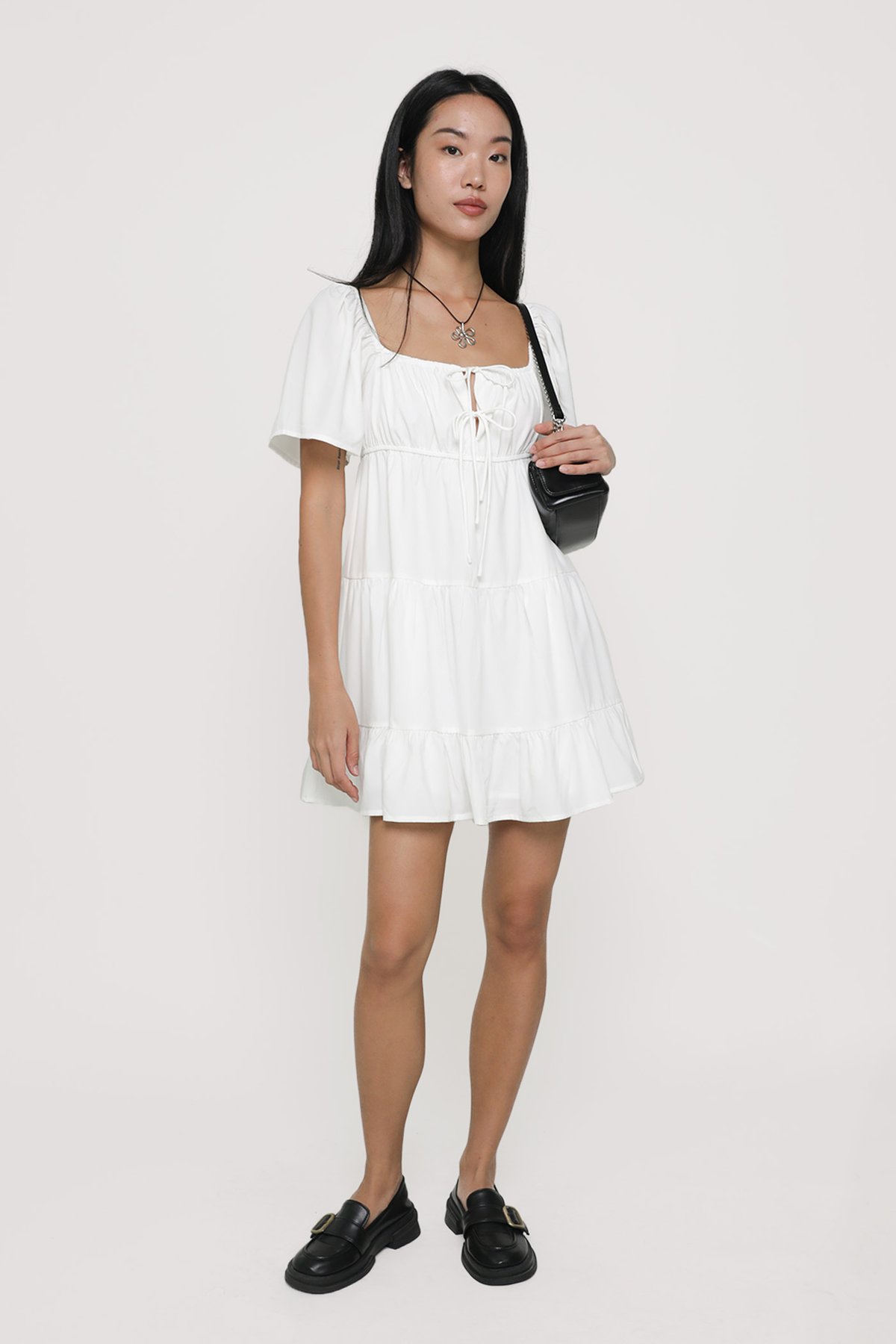 Loreine Flare Sleeve Dress (White)