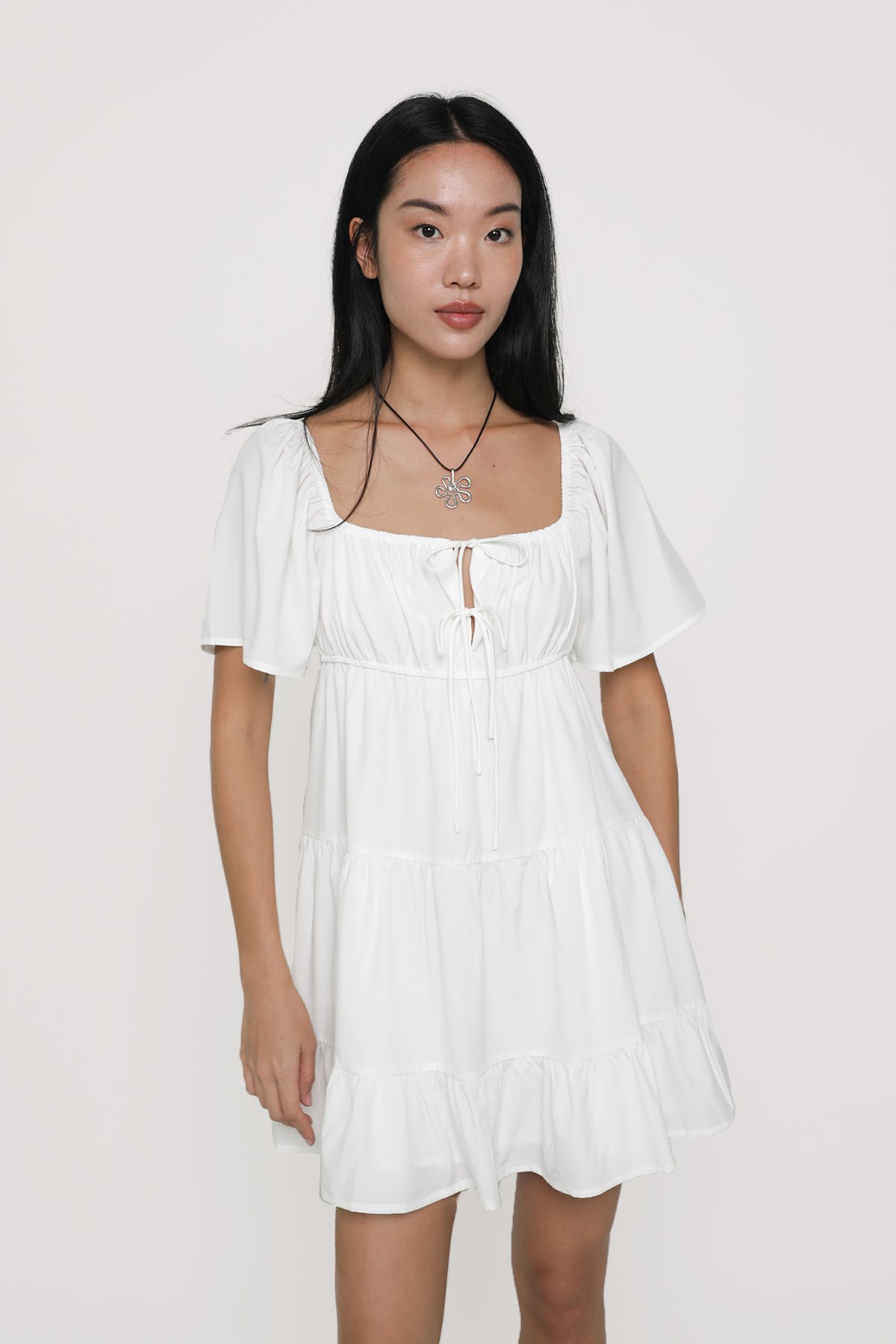 Loreine Flare Sleeve Dress (White)