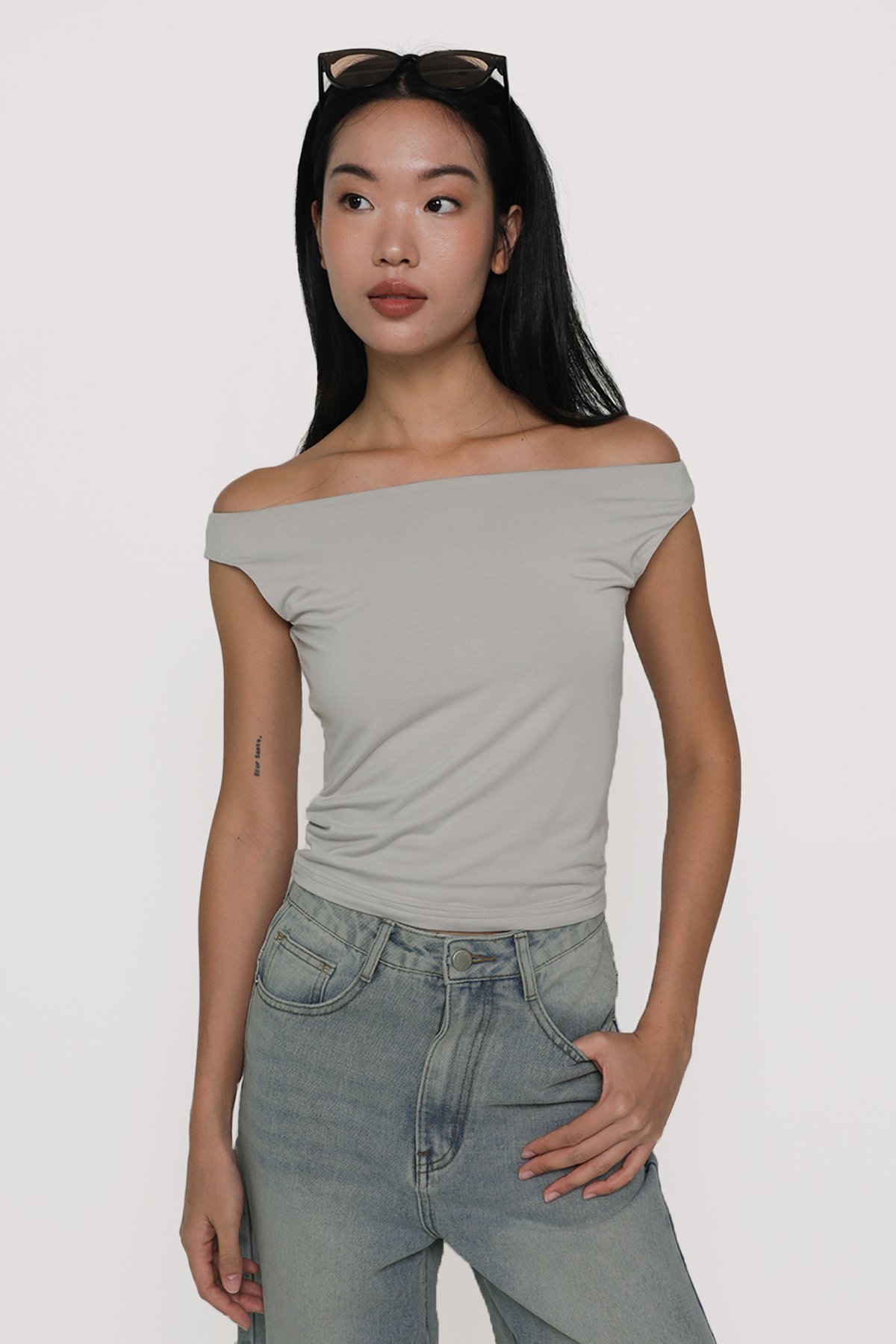 Merida Off Shoulder Top (Light Grey)