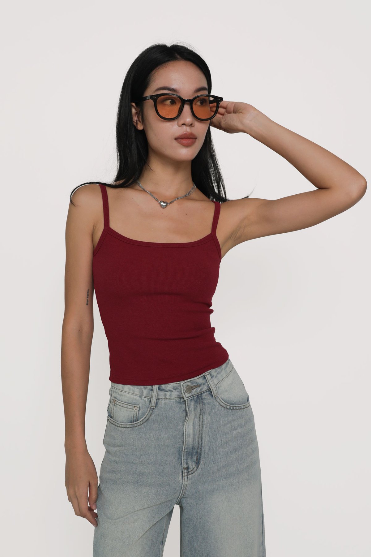 Nala Ribbed Basic Padded Top (Red)