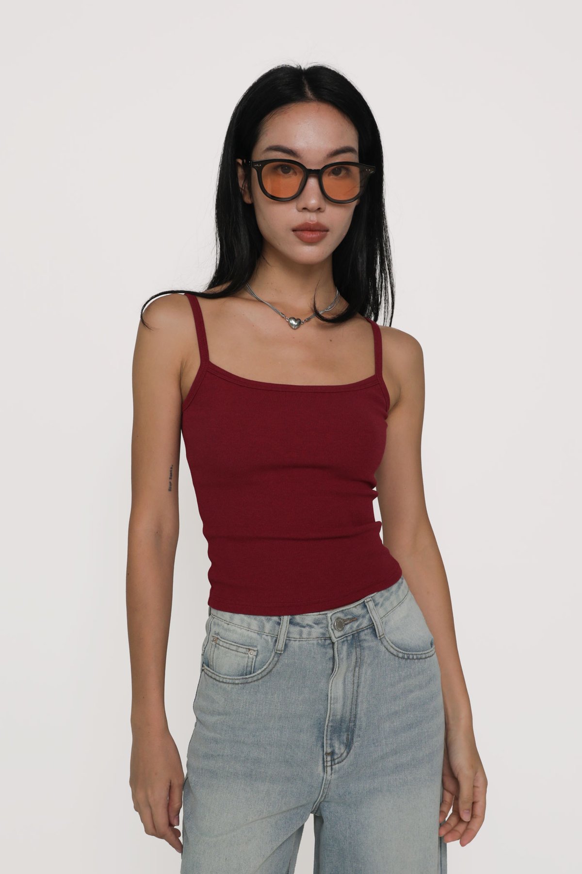 Nala Ribbed Basic Padded Top (Red)