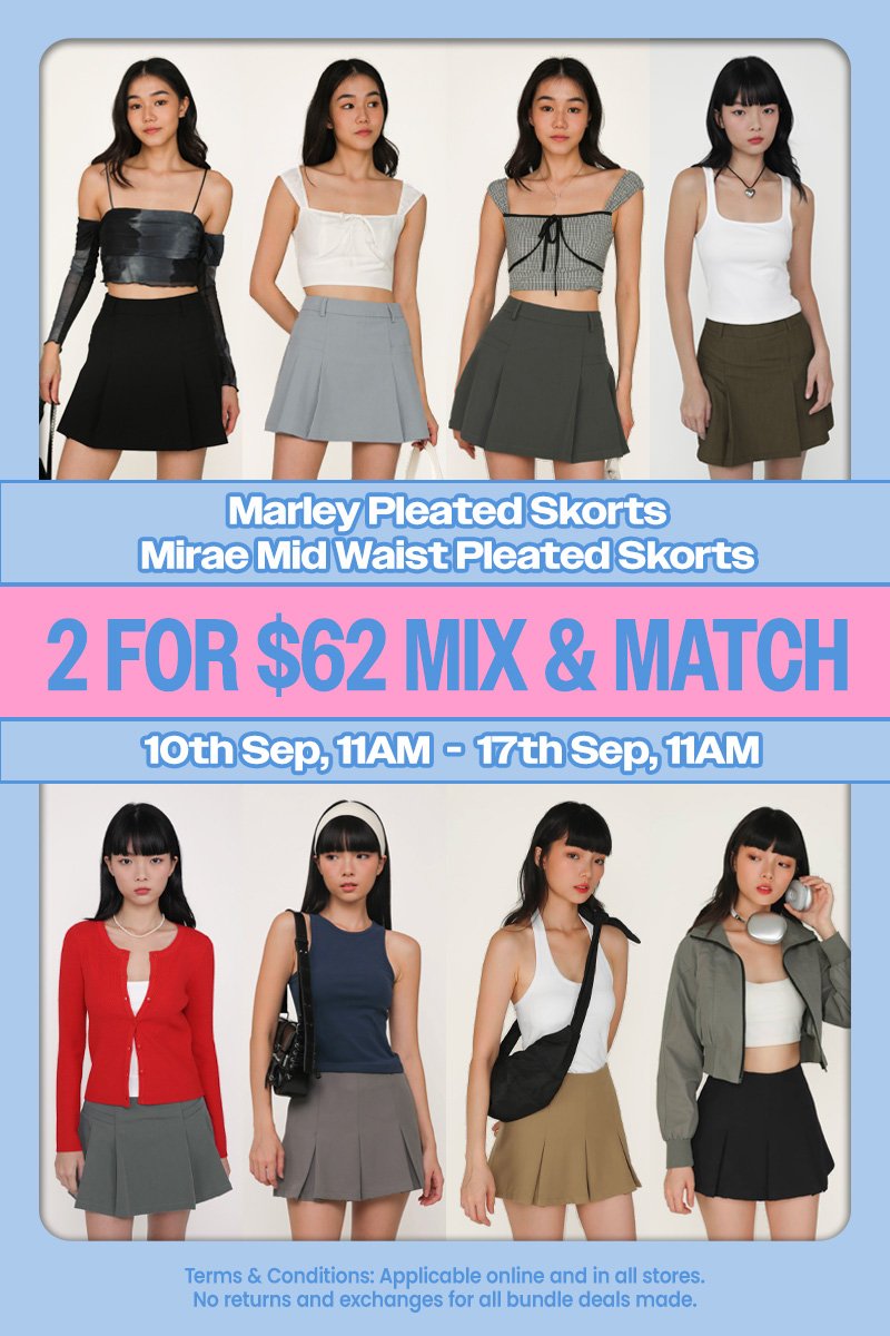 Marley Pleated Skorts and Mirae Mid Waist Pleated Skorts Bundle