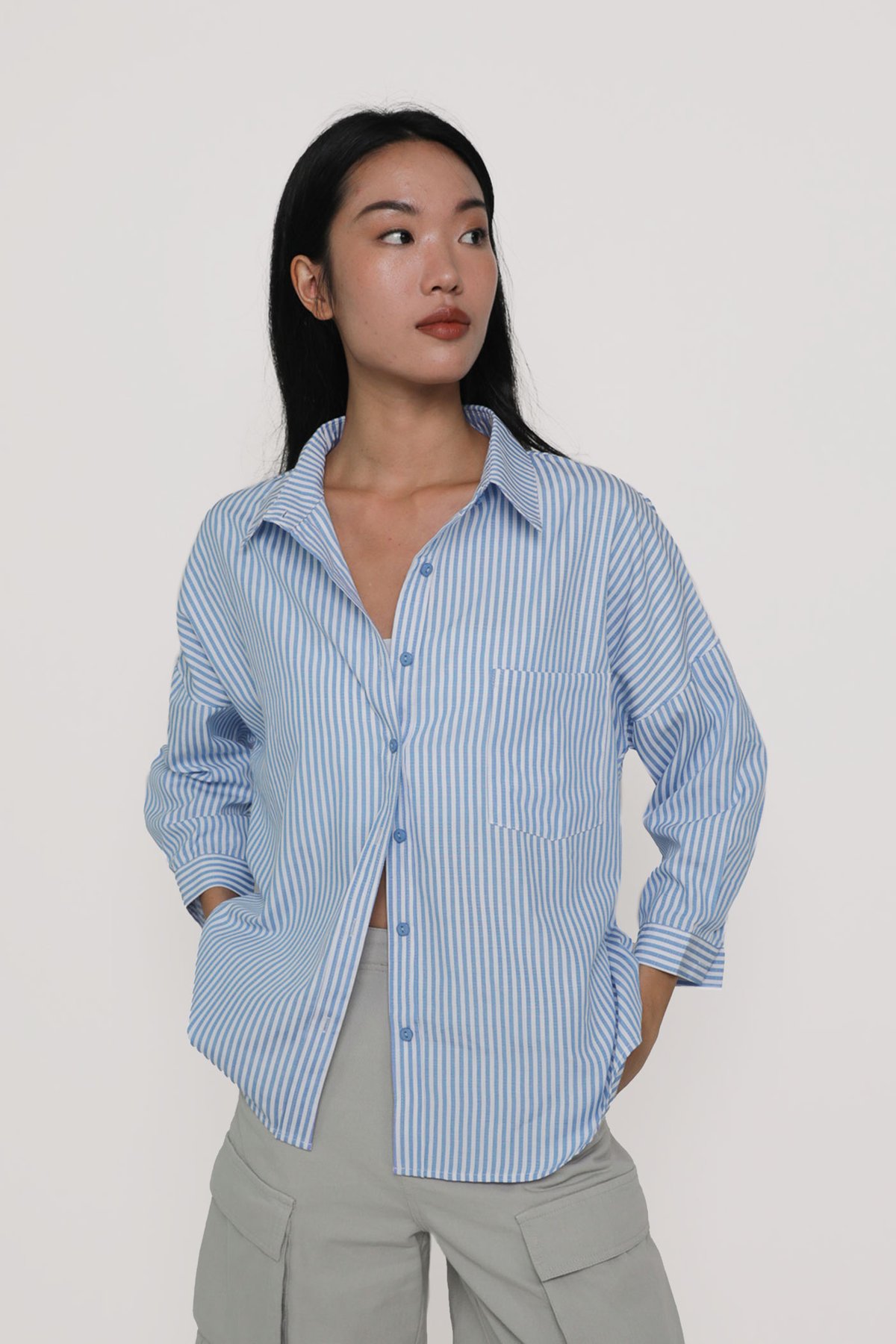 Sanford Boyfriend Shirt (Blue Stripes)