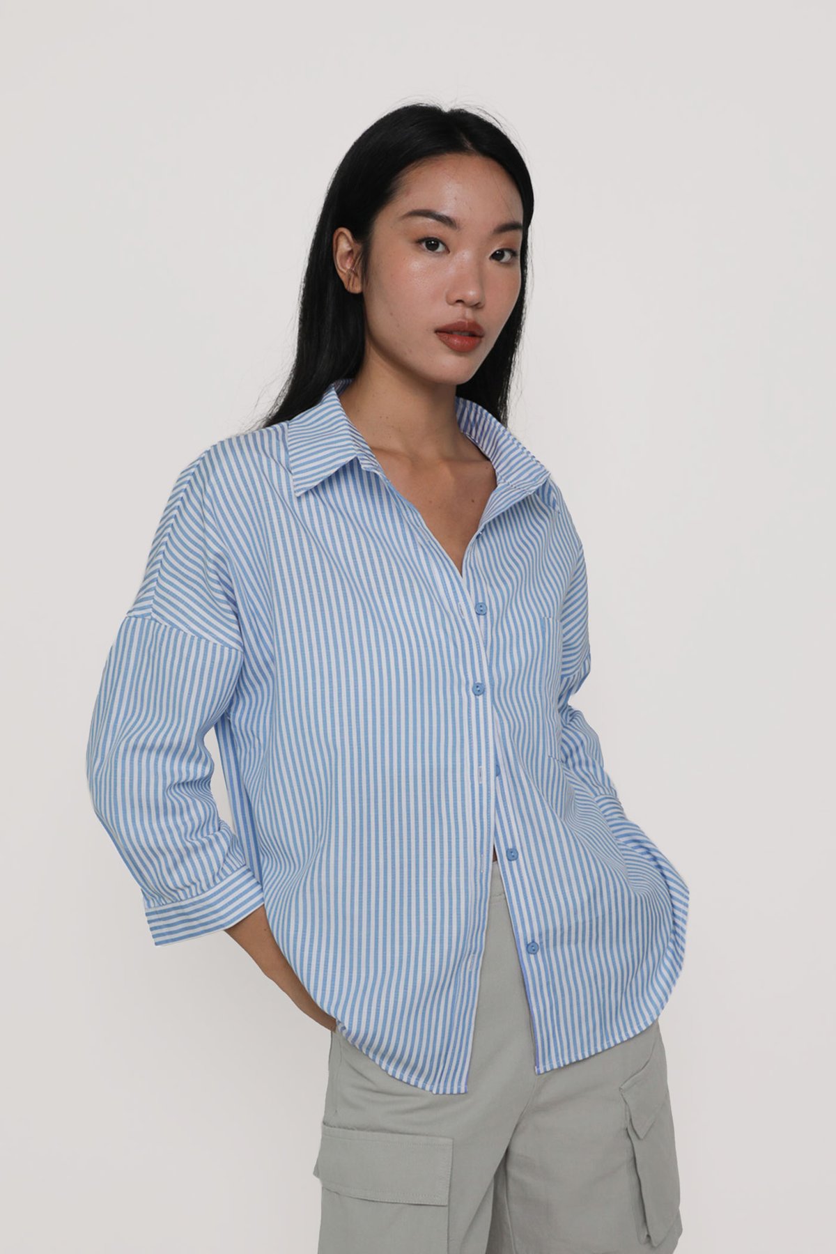 Sanford Boyfriend Shirt (Blue Stripes)