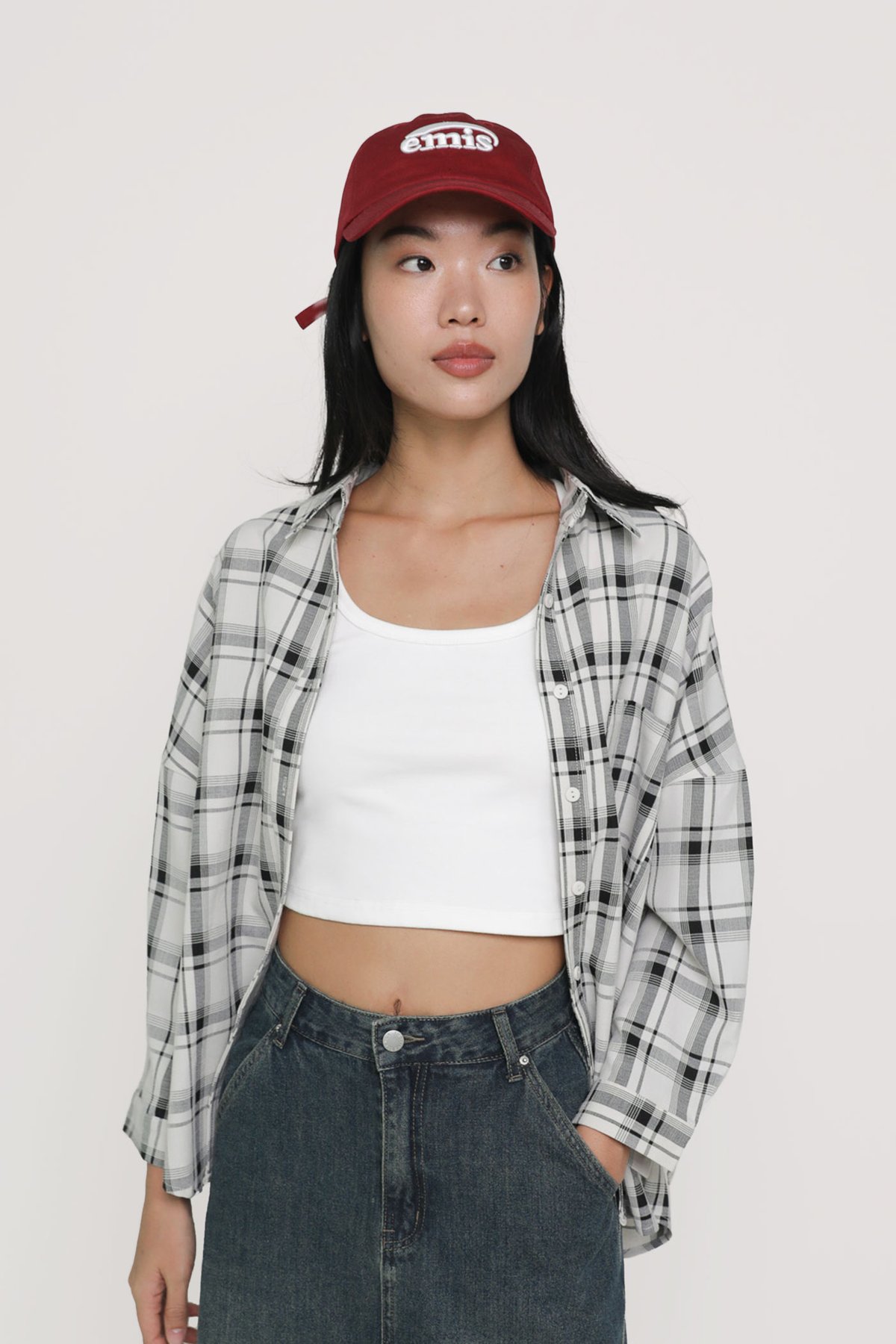 Sanford Boyfriend Shirt (White Plaids)