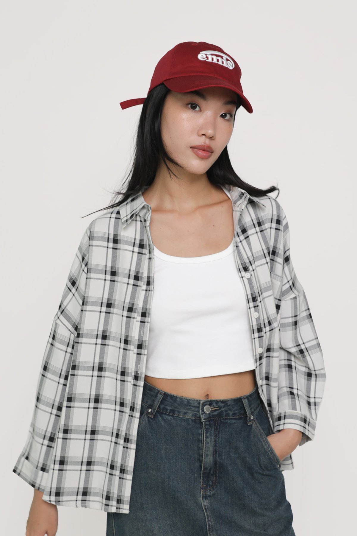 Sanford Boyfriend Shirt (White Plaids)