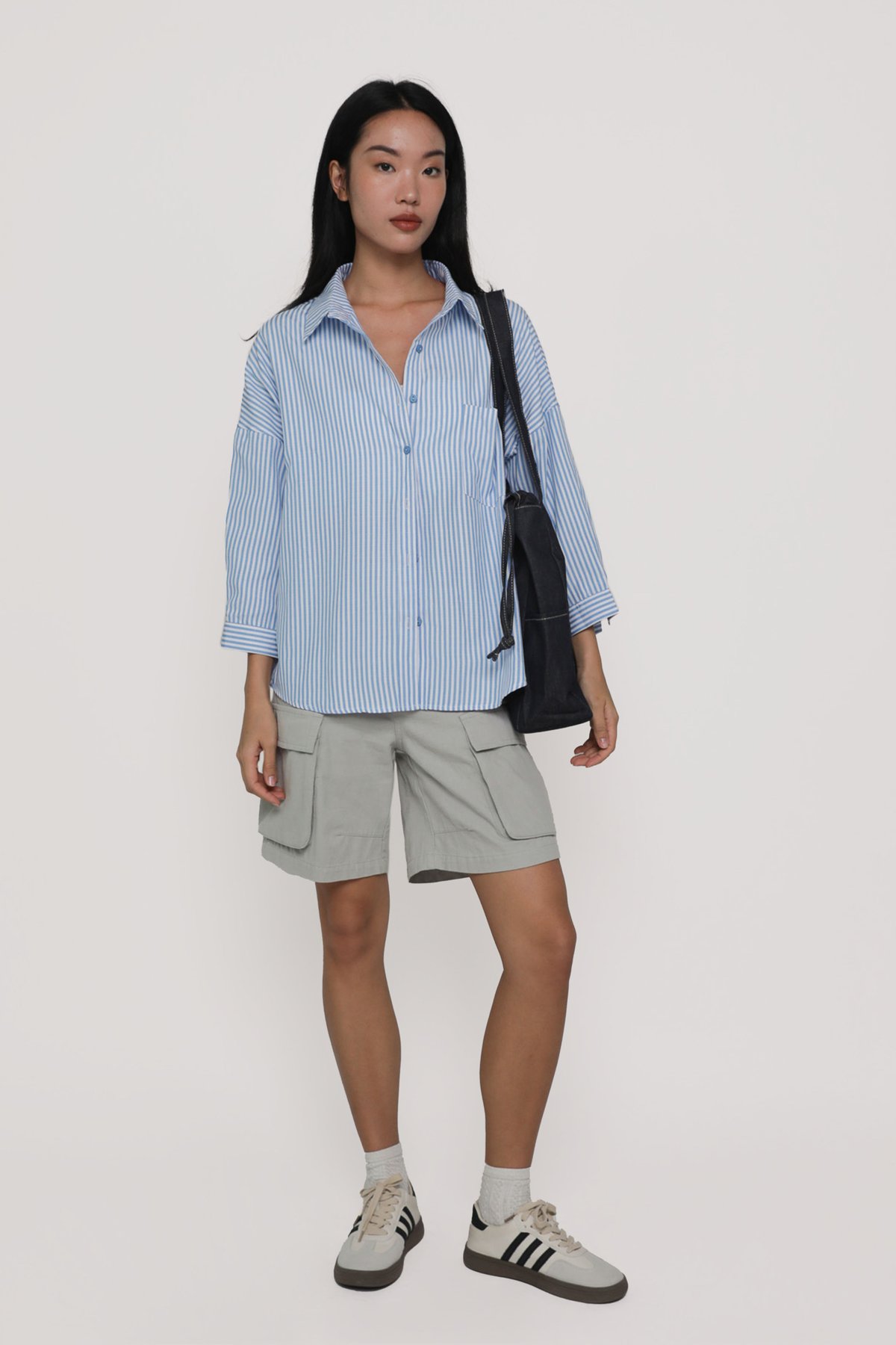 Sanford Boyfriend Shirt (Sky Blue Stripes)